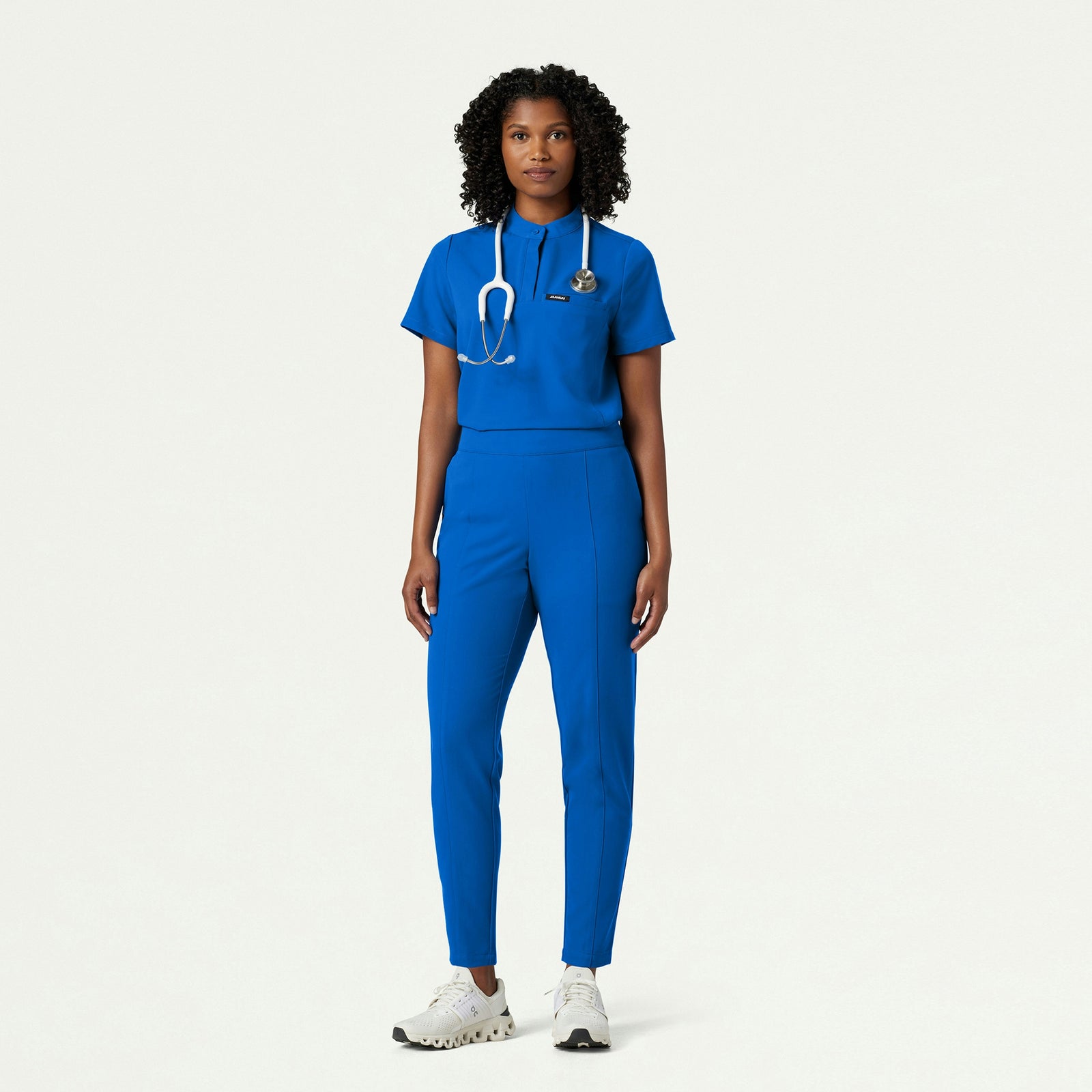 Savi Tuck-In Stand-Collar Scrub Top - Royal Blue - WOMEN'S TOPS - Jaanuu