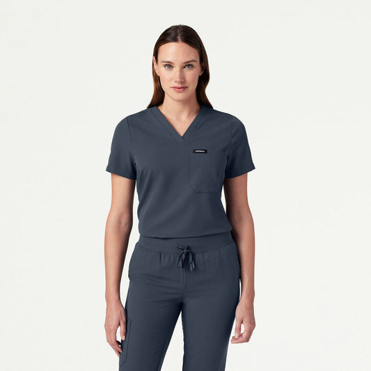 Rhena Slim Essential 1-Pocket Scrub Top - Carbon Gray - WOMEN'S TOPS - Jaanuu