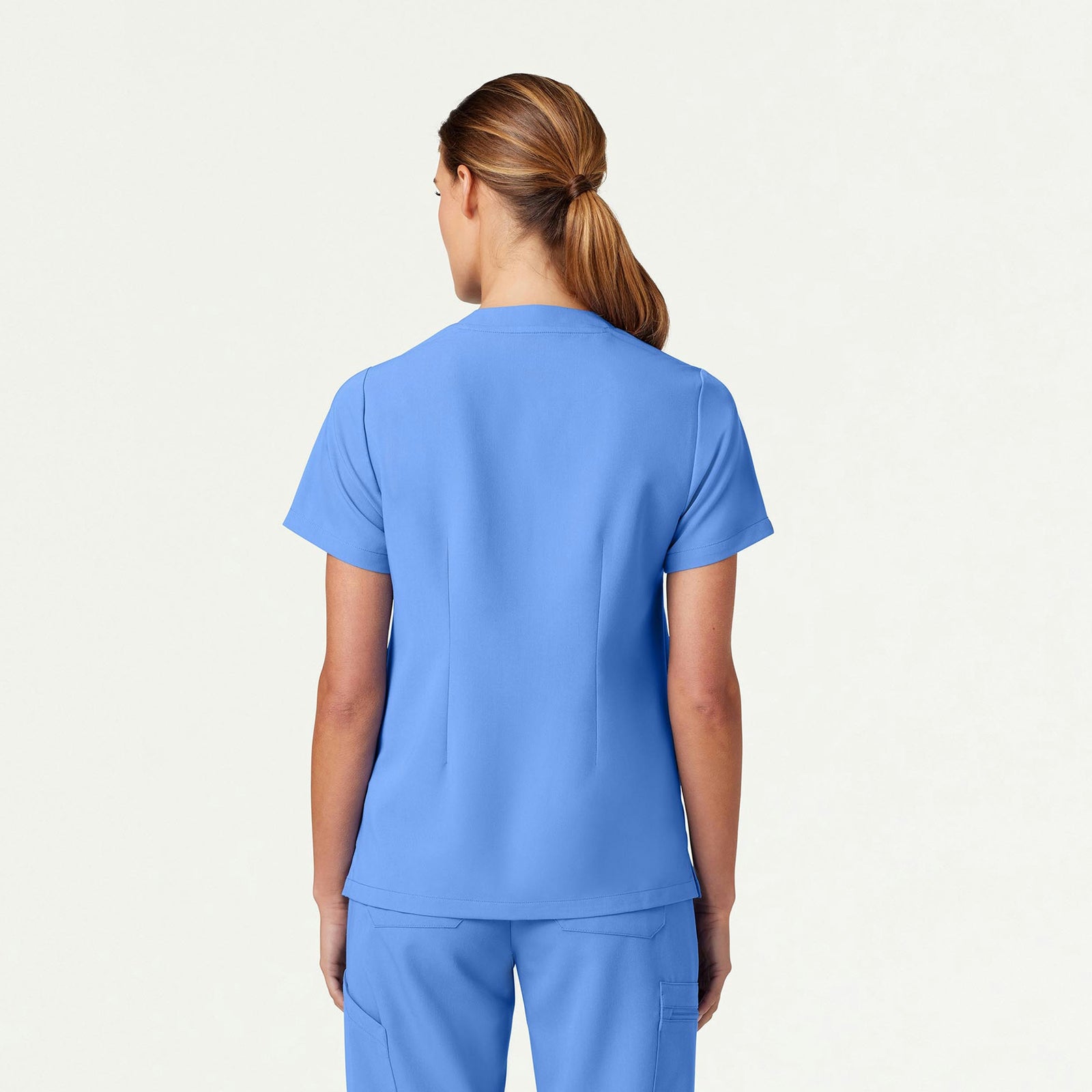 Helia Notched V-Neck Scrub Top - Ceil Blue - WOMEN'S TOPS - Jaanuu