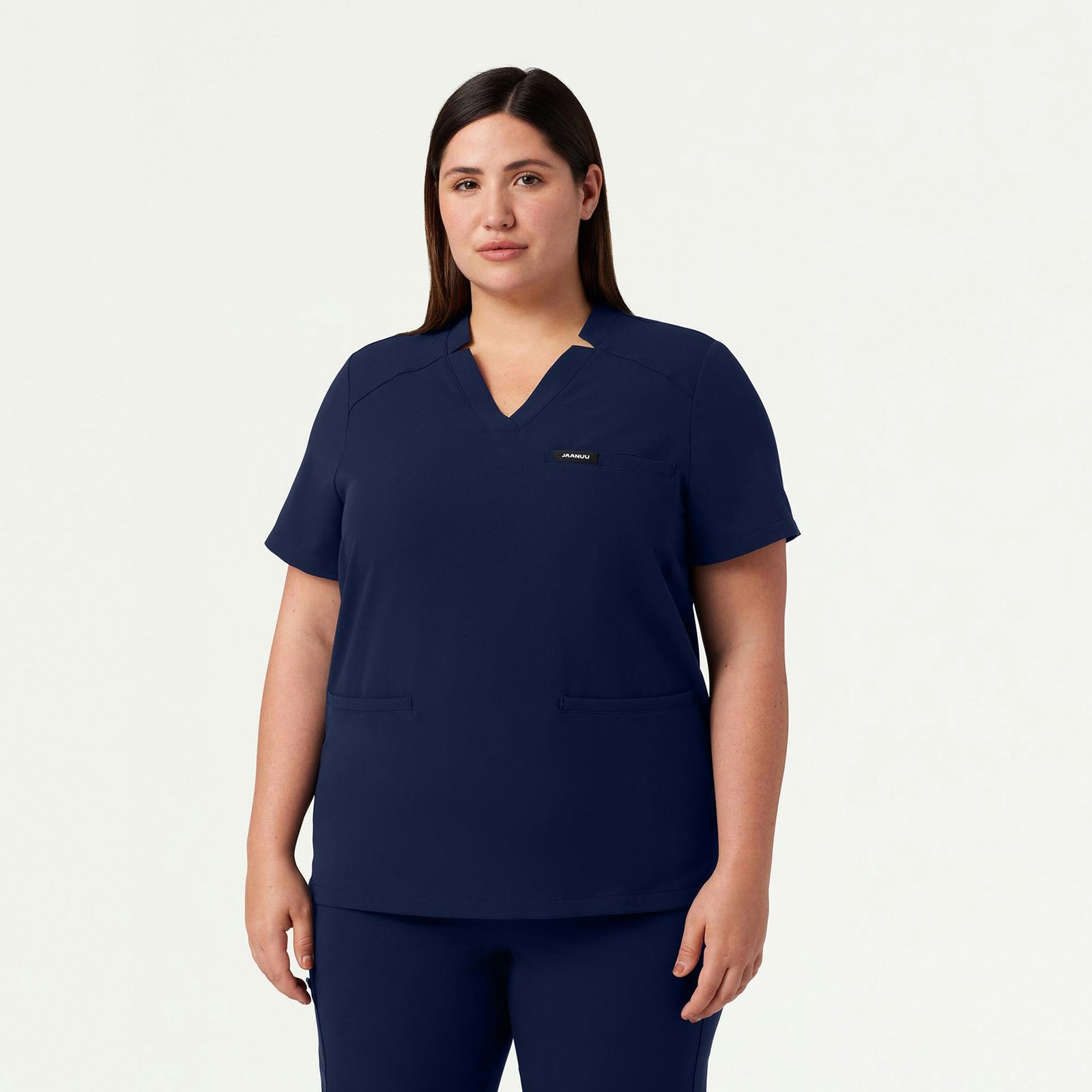 Helia Notched V-Neck Scrub Top - Midnight Navy - WOMEN'S TOPS - Jaanuu