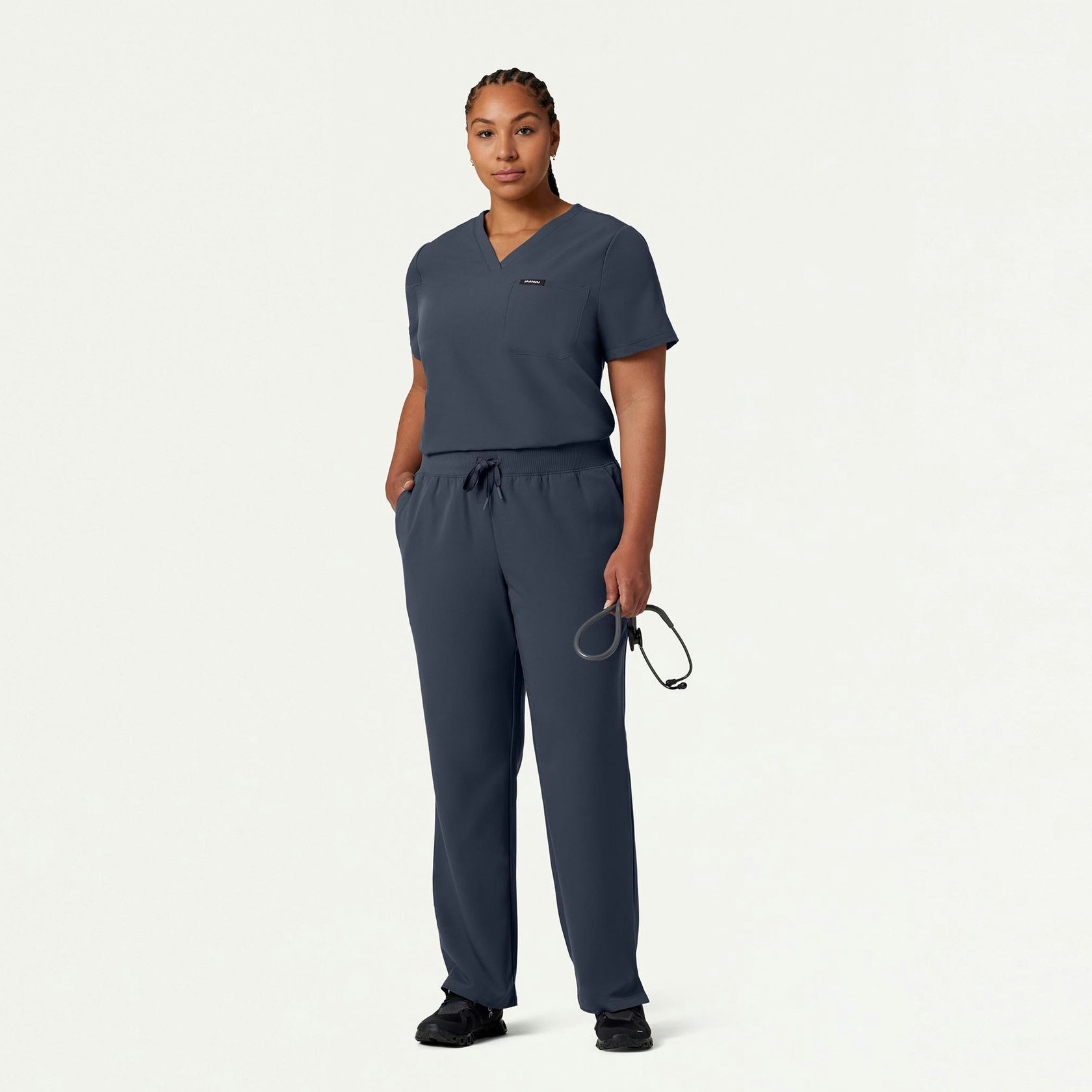 Xenos Essential Knit-Waist Scrub Pant - Carbon Gray - WOMEN'S PANTS - Jaanuu