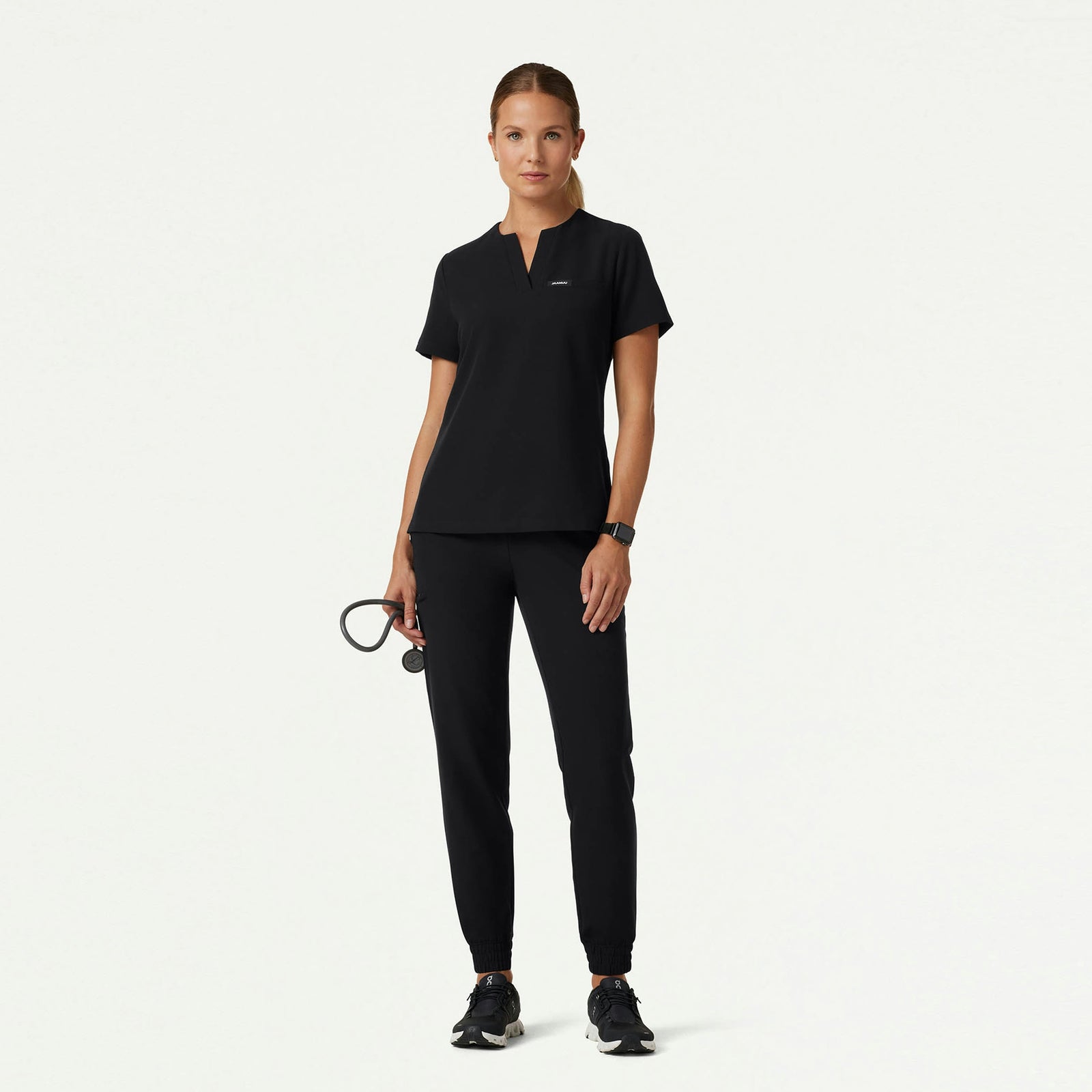 Andra Slim 1-Pocket Scrub Top - Black - WOMEN'S TOPS - Jaanuu