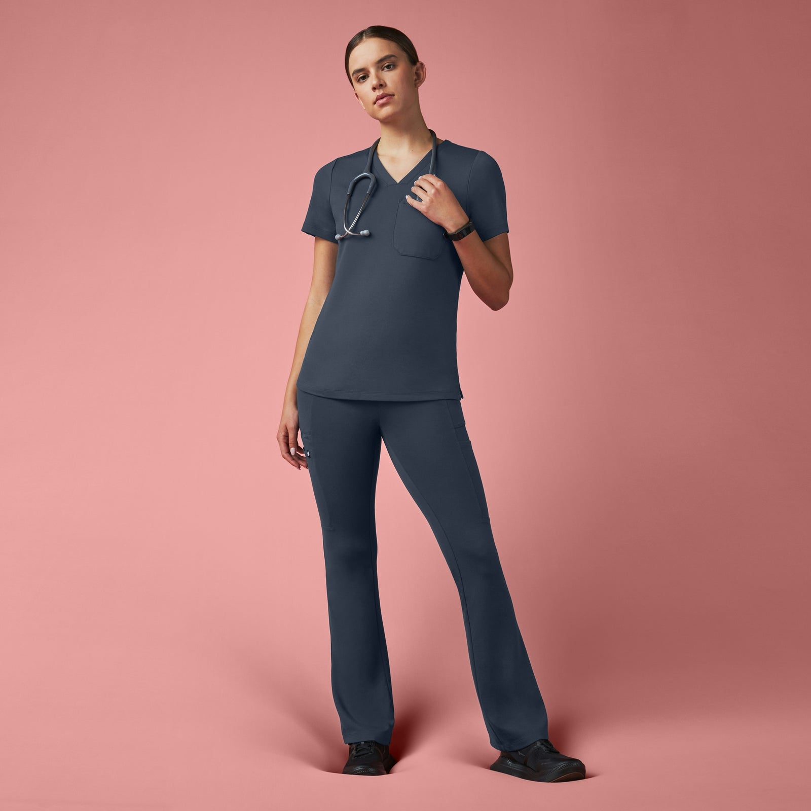 Sona Slim ULTRAsoft Scrub Top - Carbon Gray - WOMEN'S TOPS - Jaanuu