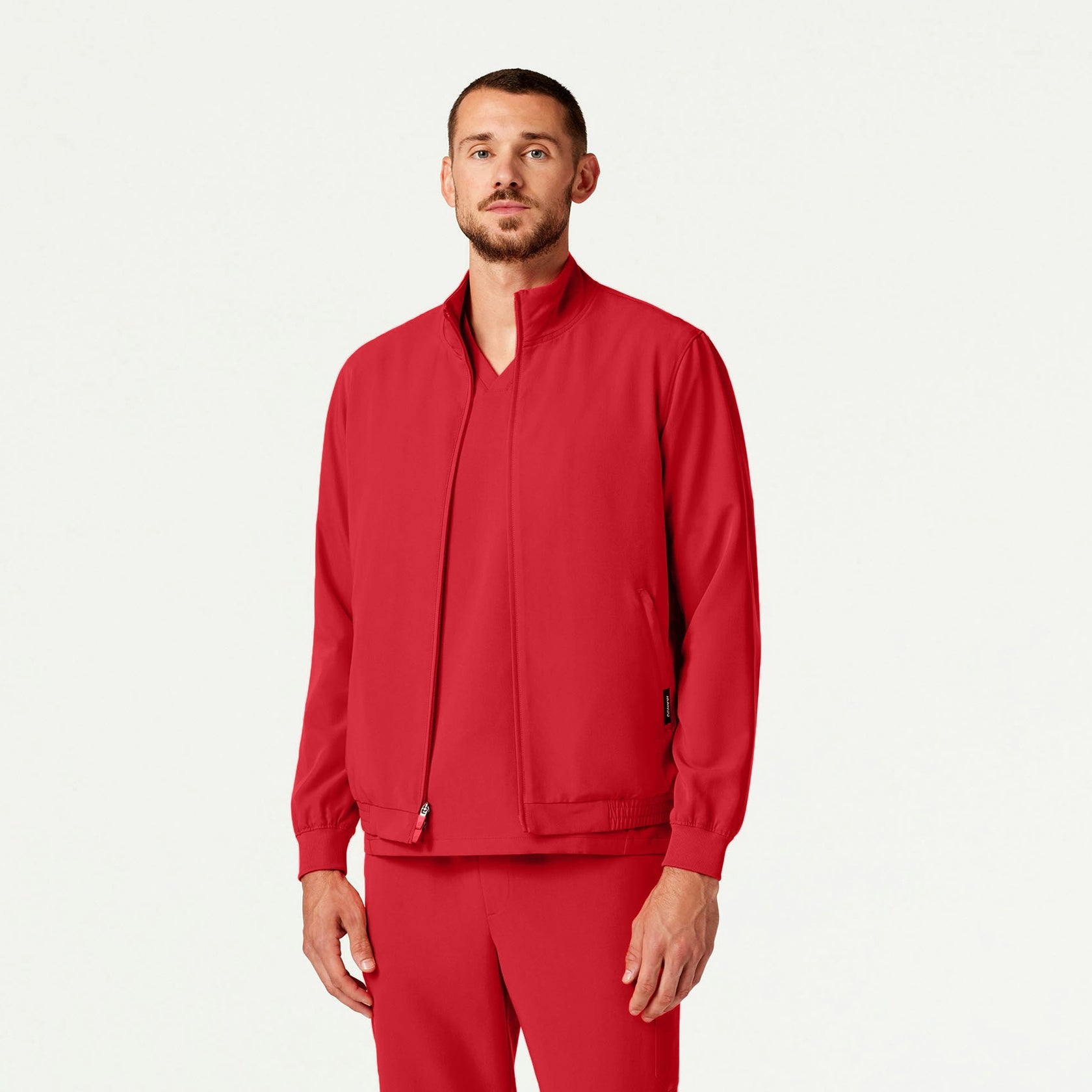 Wolfe Everyday 6-Pocket Scrub Jacket - Brilliant Red - MEN'S JACKETS - Jaanuu