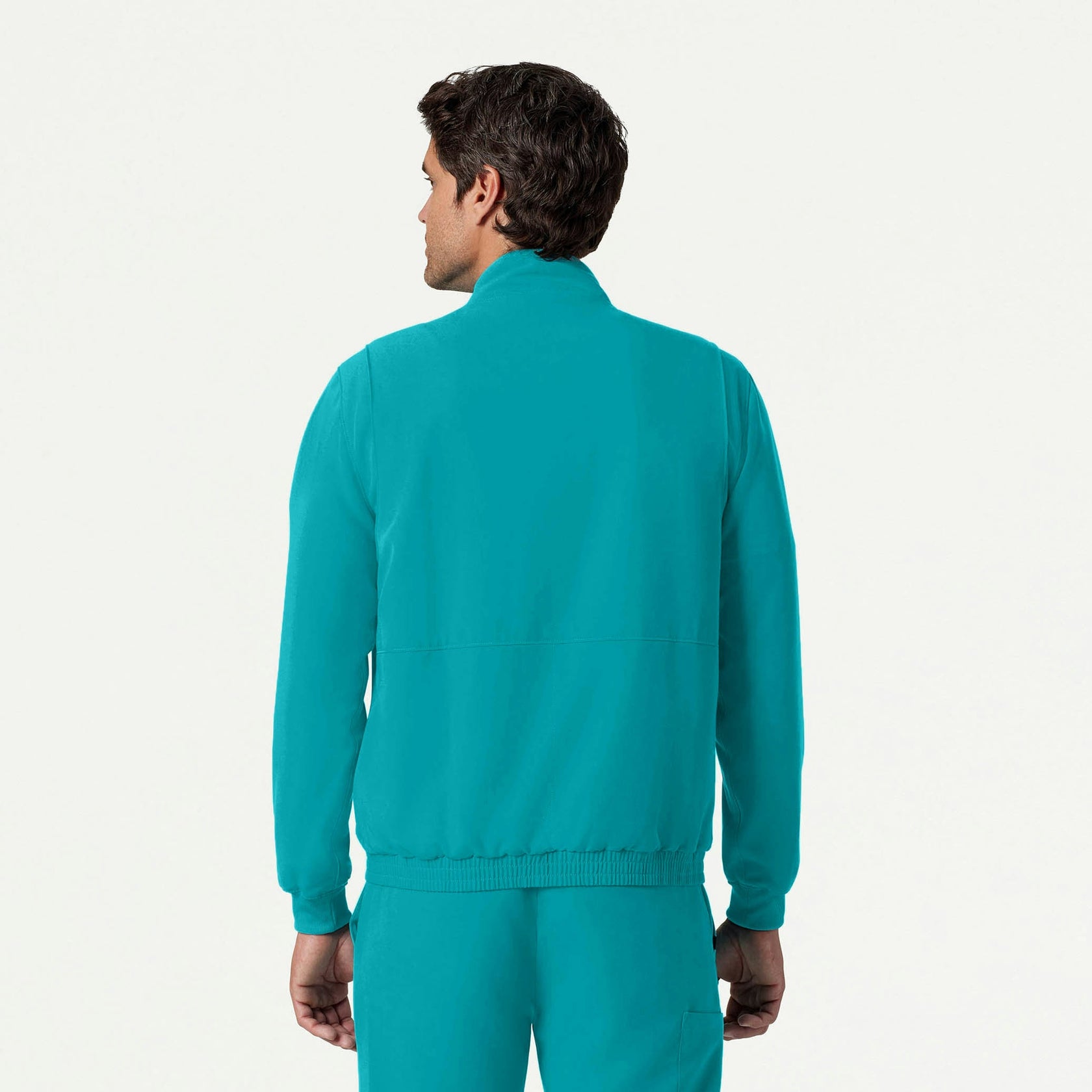 Wolfe Everyday 6-Pocket Scrub Jacket - Aqua - MEN'S JACKETS - Jaanuu