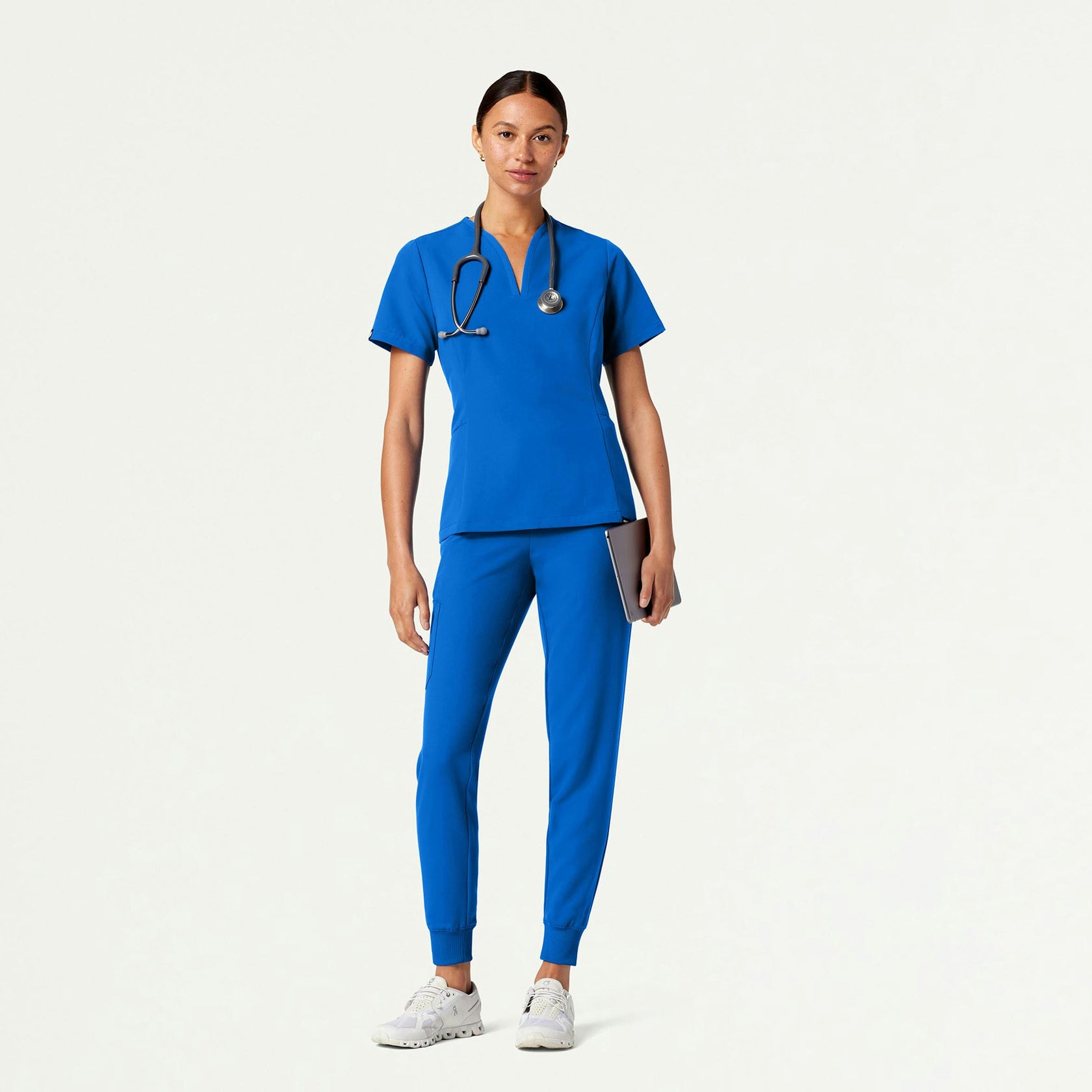 Calix Fit & Flare Scrub Top - Royal Blue - WOMEN'S TOPS - Jaanuu