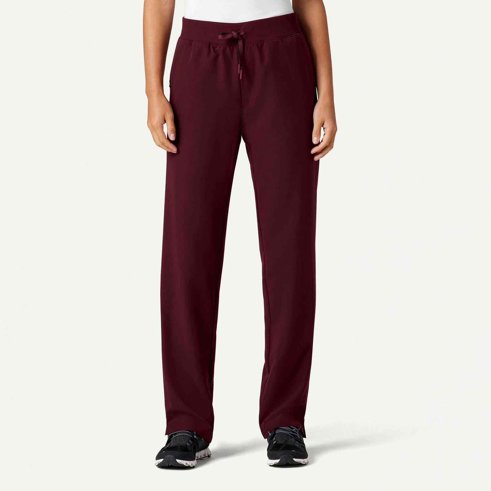 Xenos Essential Knit-Waist Scrub Pant - Burgundy - WOMEN'S PANTS - Jaanuu