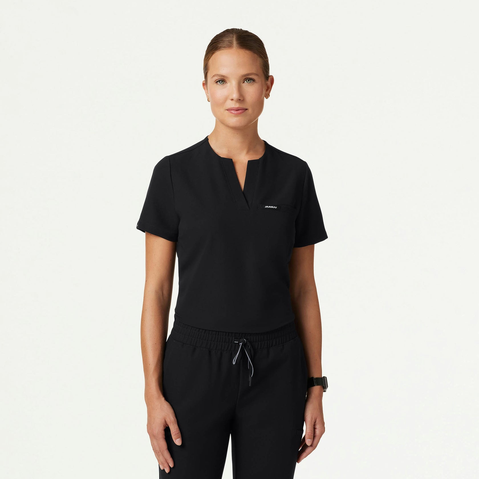 Andra Slim 1-Pocket Scrub Top - Black - WOMEN'S TOPS - Jaanuu