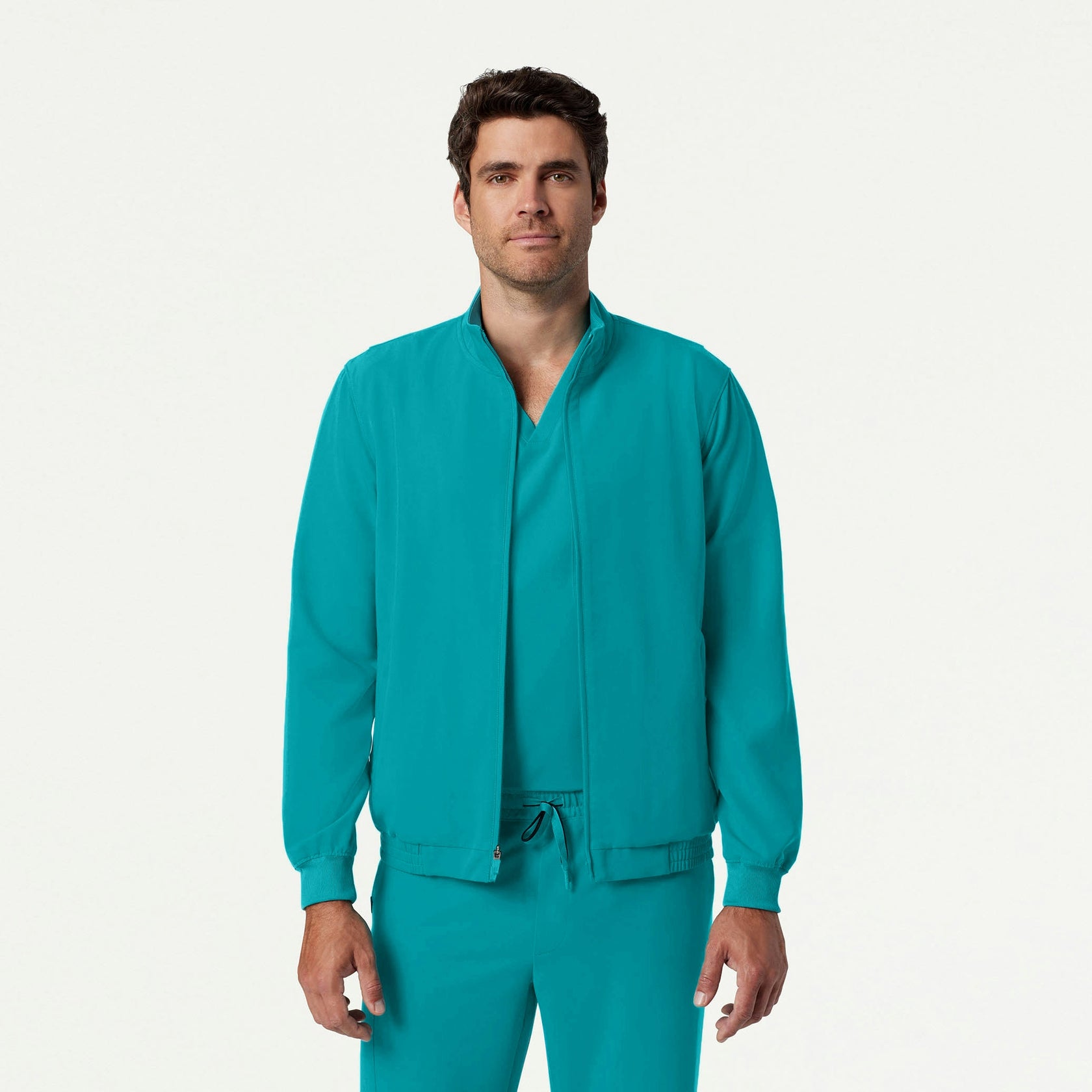 Wolfe Everyday 6-Pocket Scrub Jacket - Aqua - MEN'S JACKETS - Jaanuu