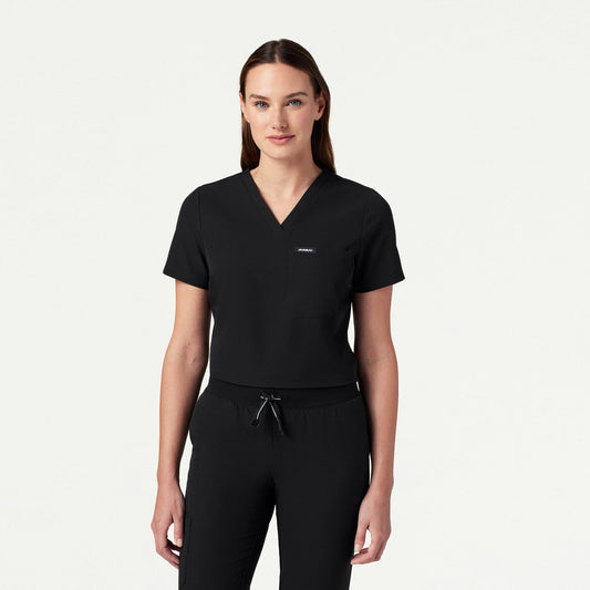 Rhena Slim Essential 1-Pocket Scrub Top - Black - WOMEN'S TOPS - Jaanuu