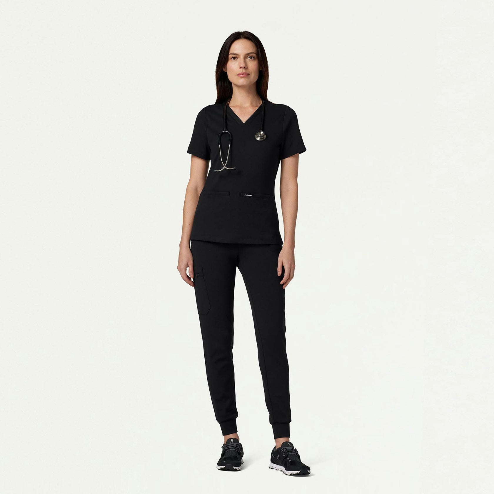 Cesi Slim ULTRAsoft Scrub Top - Black - WOMEN'S TOPS - Jaanuu