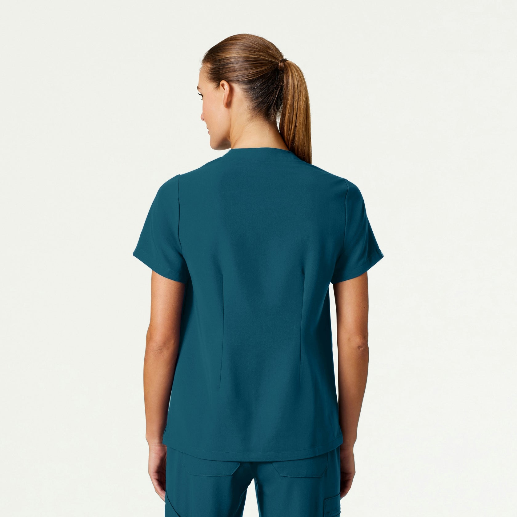 Helia Notched V-Neck Scrub Top - Caribbean Blue - WOMEN'S TOPS - Jaanuu