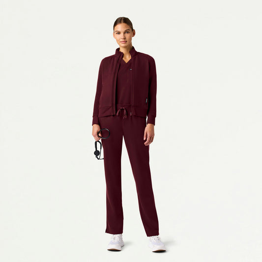 The Ava Fleece Scrub Set - Burgundy