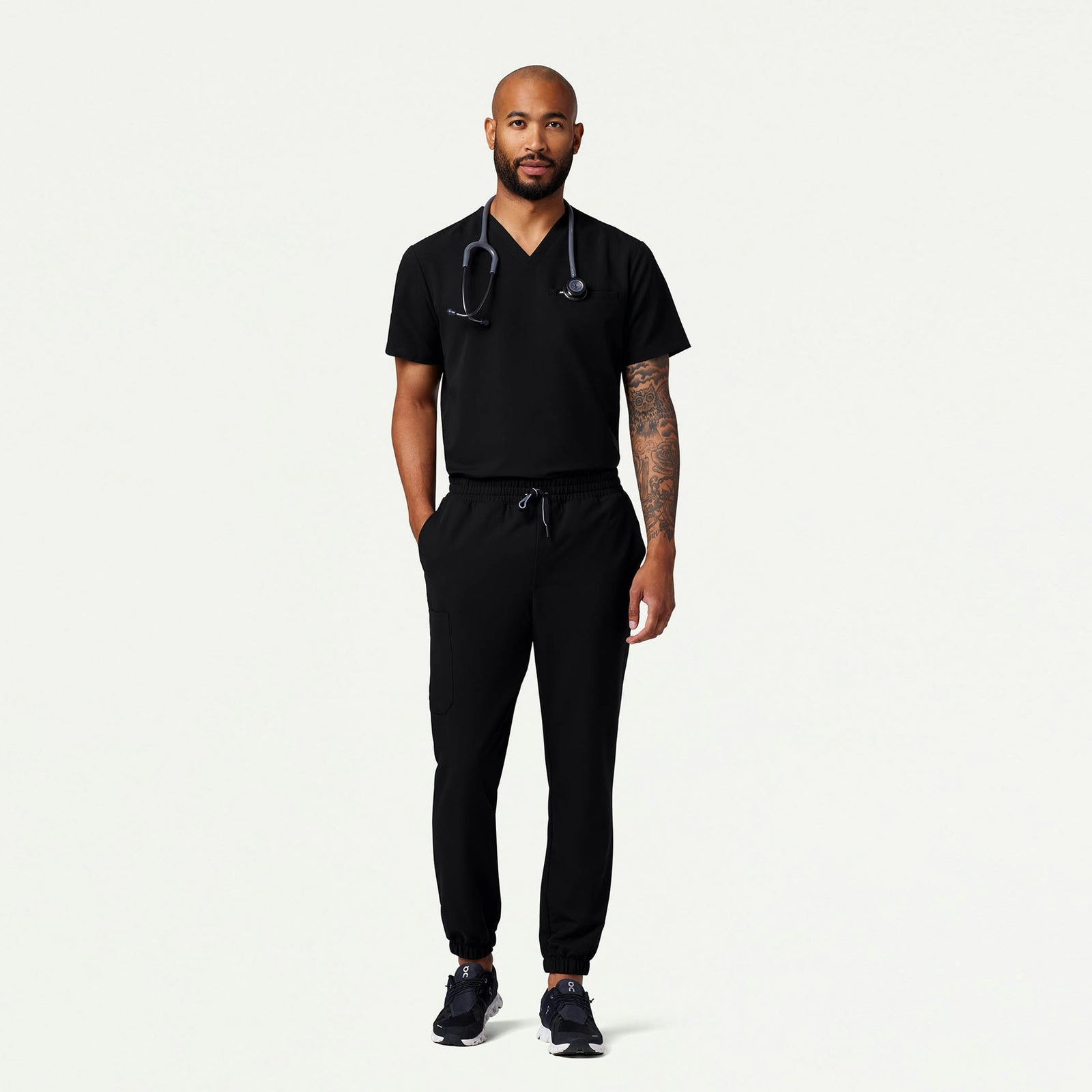 Rhodes Slim Crossover Scrub Jogger - Black - MEN'S PANTS - Jaanuu