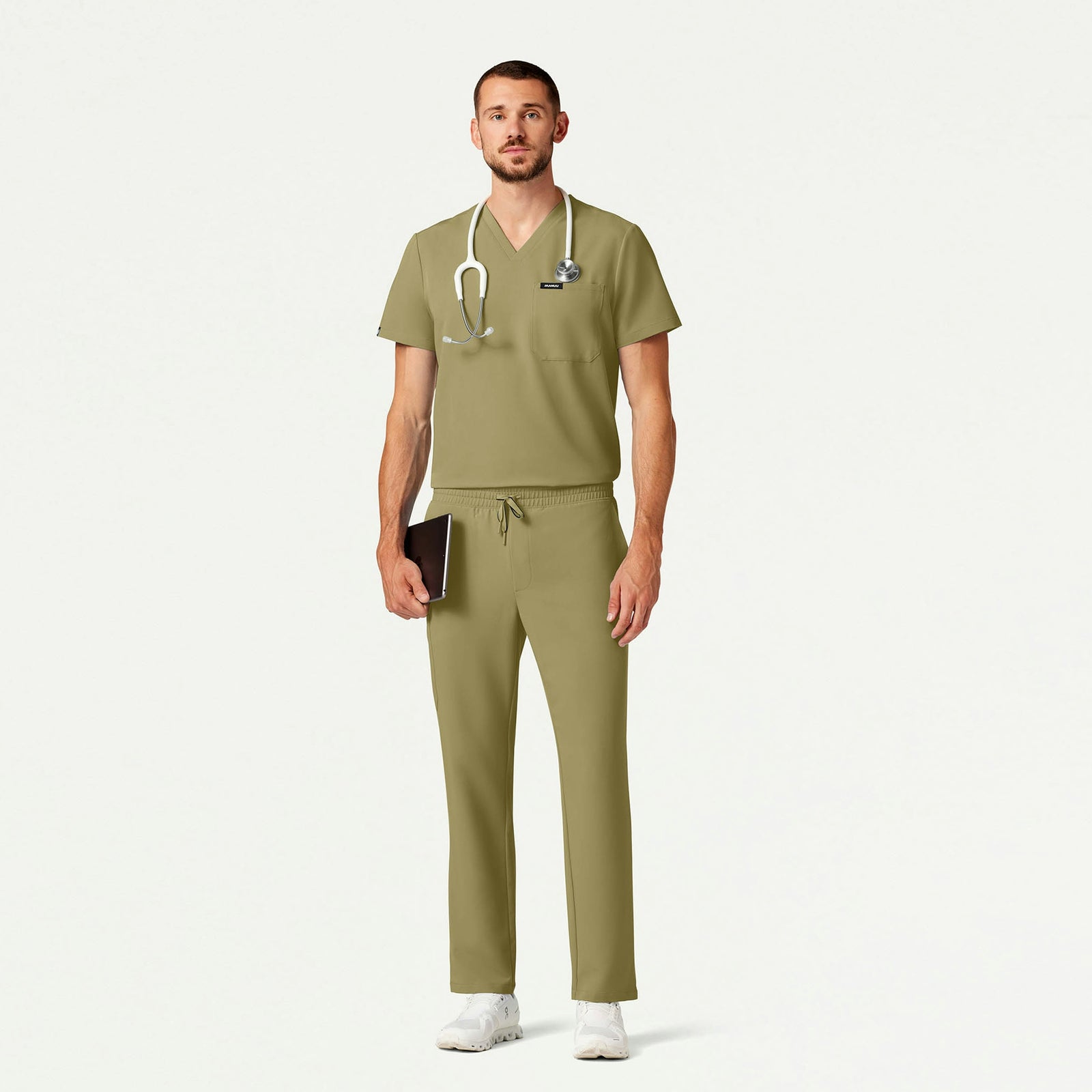 Holmes Everyday 1-Pocket Scrub Top - Ceramic Khaki - MEN'S TOPS - Jaanuu