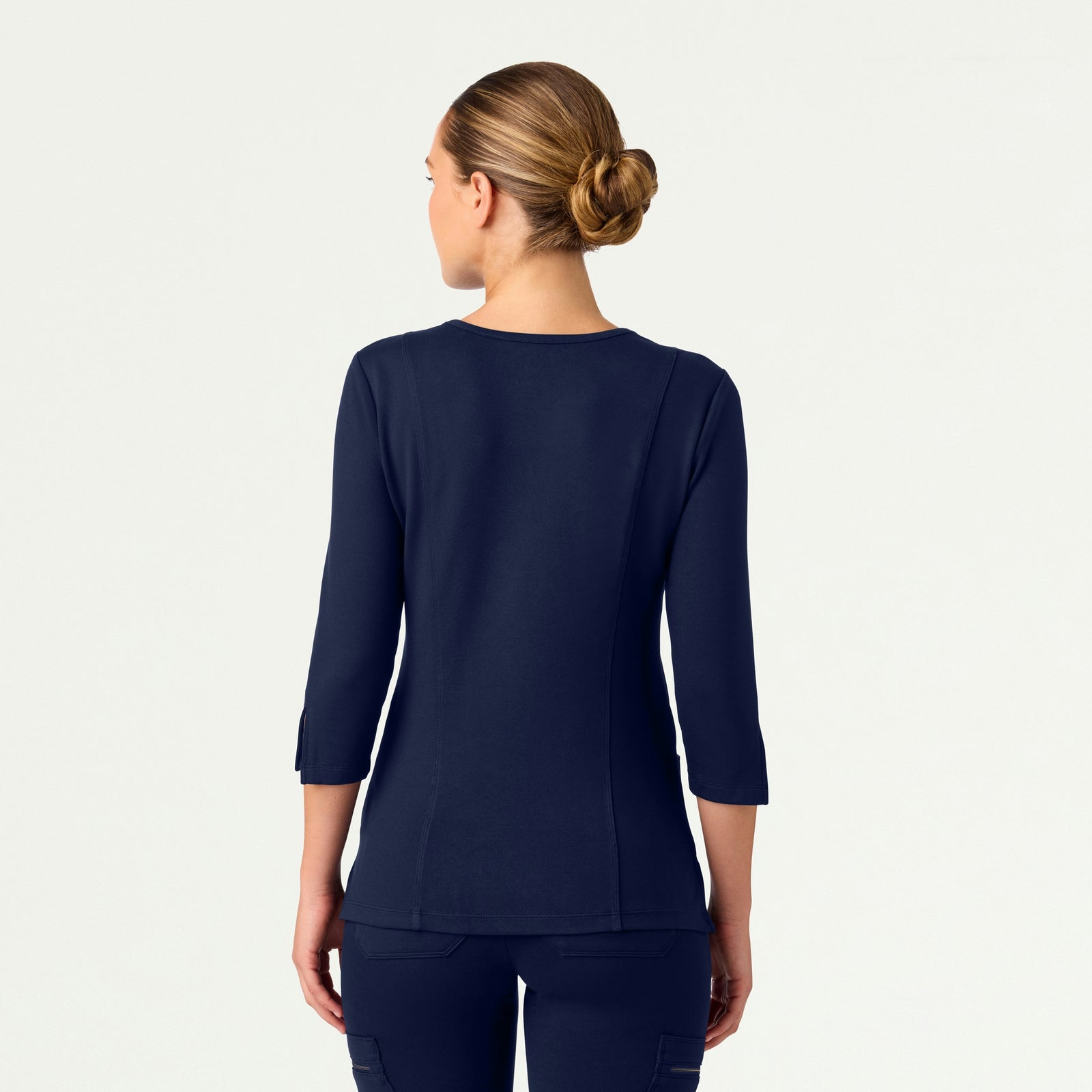 Zoe Slim 3/4-Sleeve ULTRAsoft Scrub Top - Midnight Navy - WOMEN'S TOPS - Jaanuu