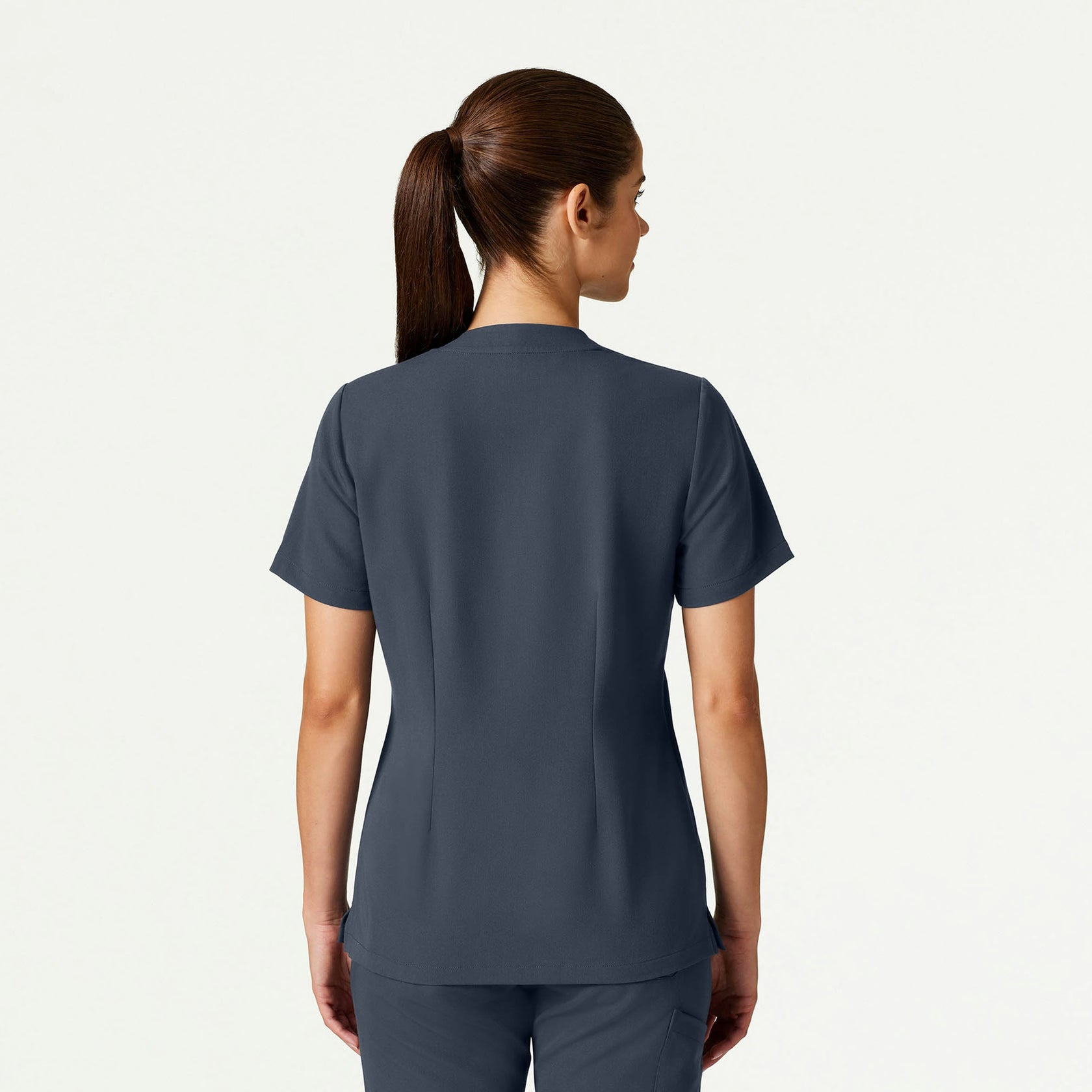 Helia Slim Notched V-Neck Scrub Top - Carbon Gray - WOMEN'S TOPS - Jaanuu