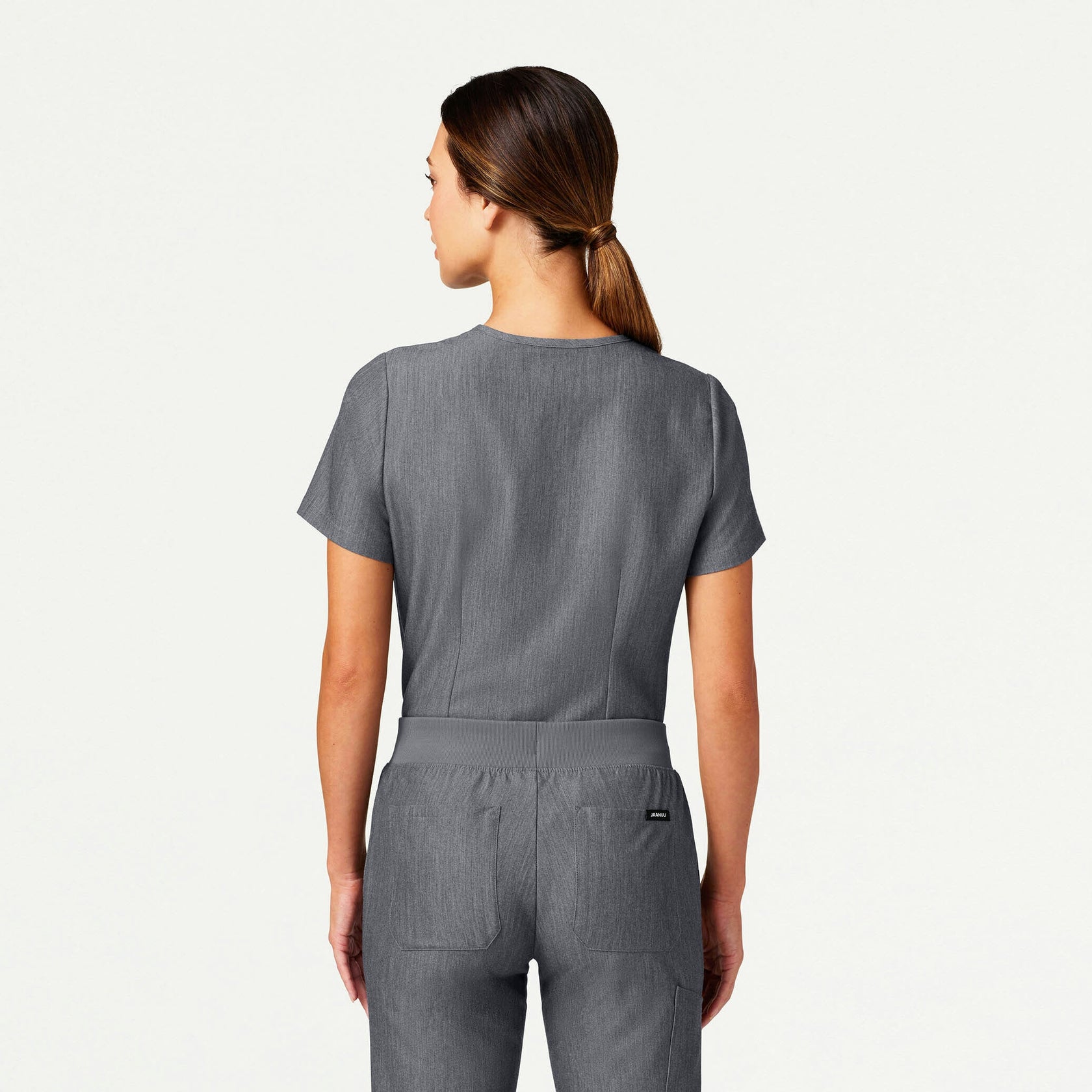 Rhena Slim Essential 1-Pocket Scrub Top - Heather Gray - WOMEN'S TOPS - Jaanuu