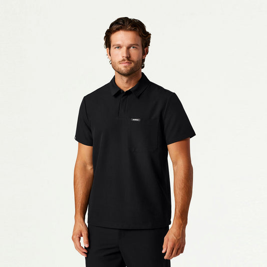 Axis Polo Scrub Top - Black - MEN'S TOPS - Jaanuu