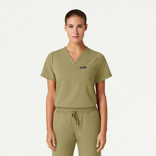 Rhena Essential 1-Pocket Scrub Top - Ceramic Khaki - WOMEN'S TOPS - Jaanuu