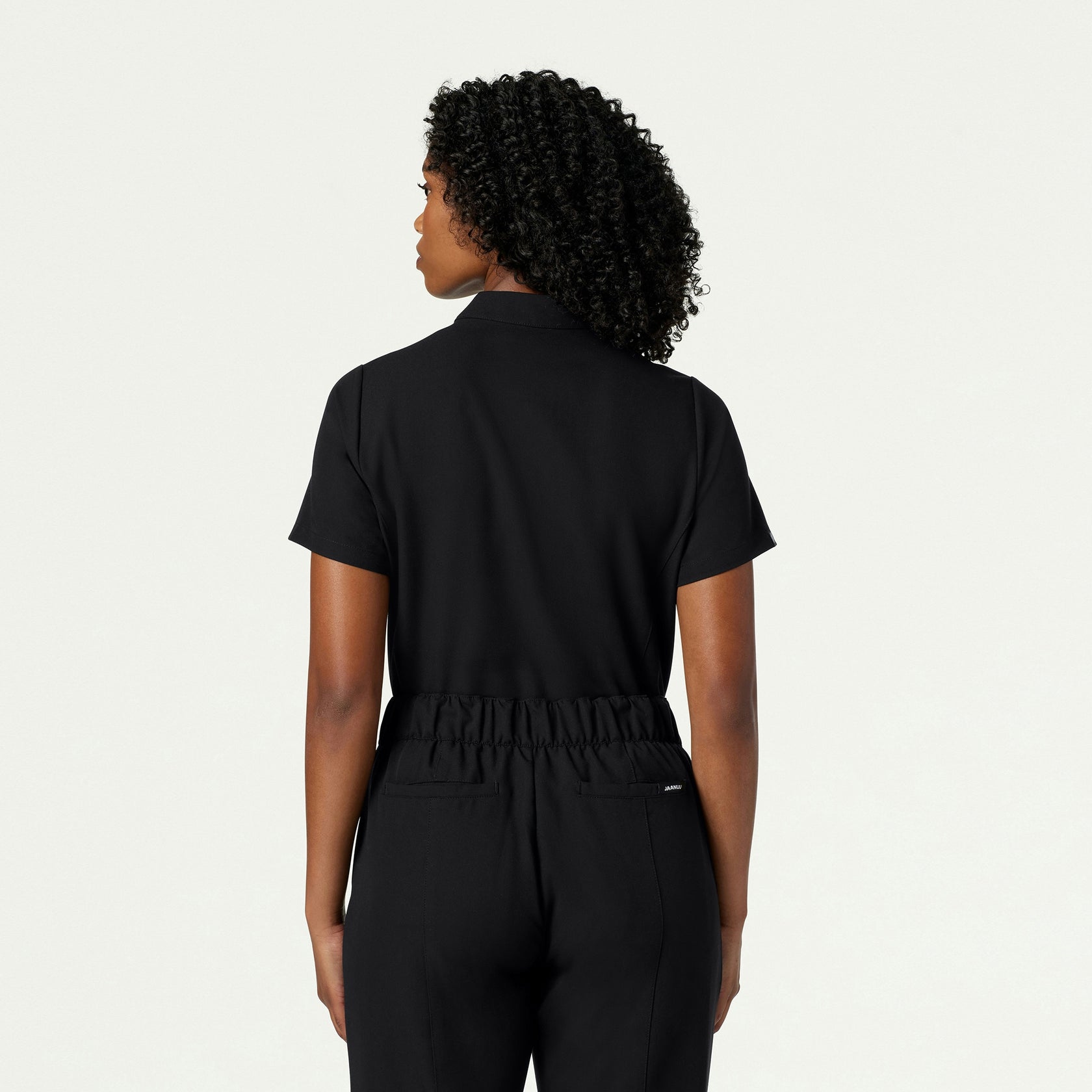 Savi Tuck-In Stand-Collar Scrub Top - Black - WOMEN'S TOPS - Jaanuu