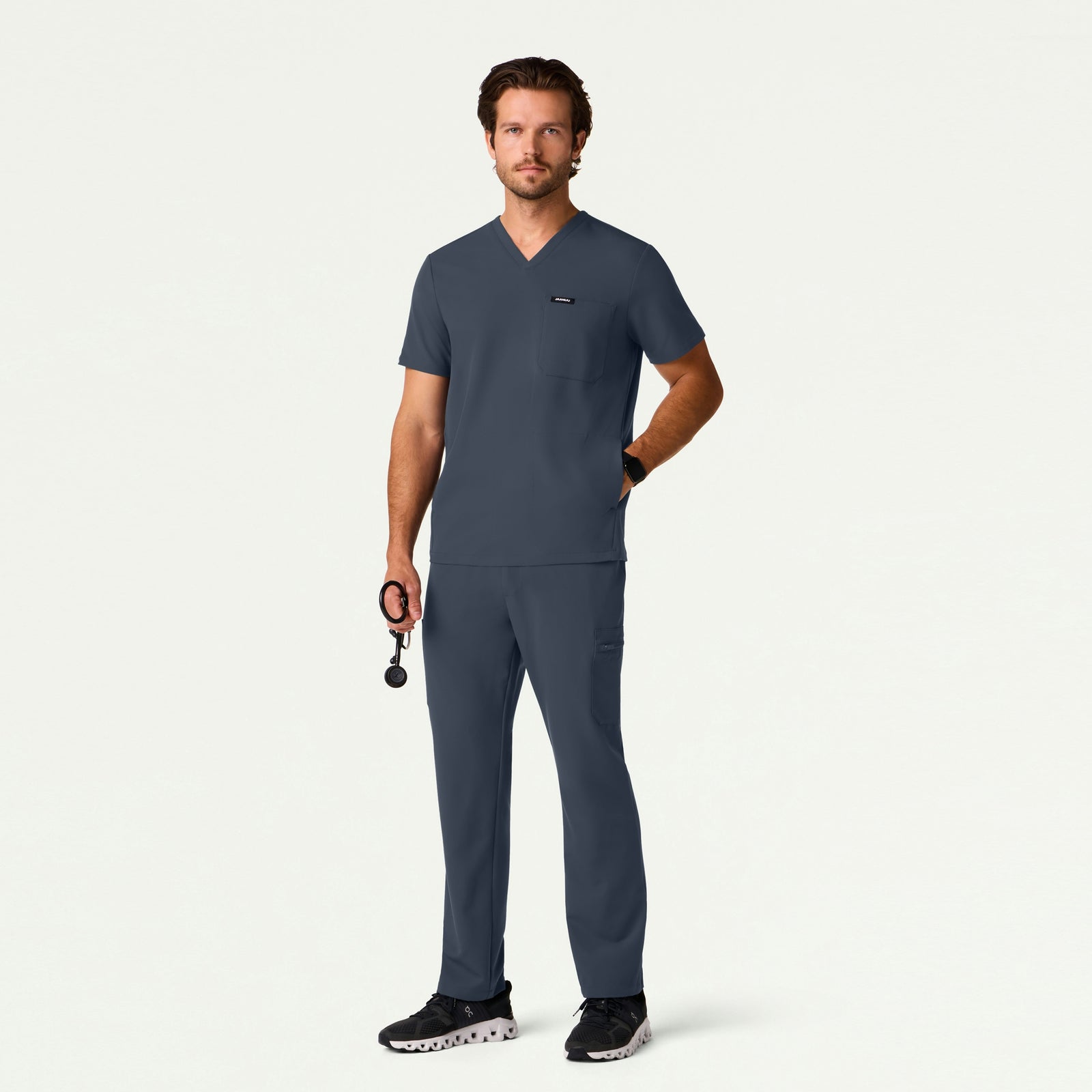 Bron 3-Pocket Scrub Top - Carbon Gray - MEN'S TOPS - Jaanuu