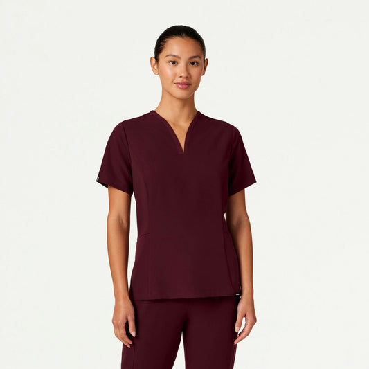 Calix Fit & Flare Scrub Top - Burgundy - WOMEN'S TOPS - Jaanuu