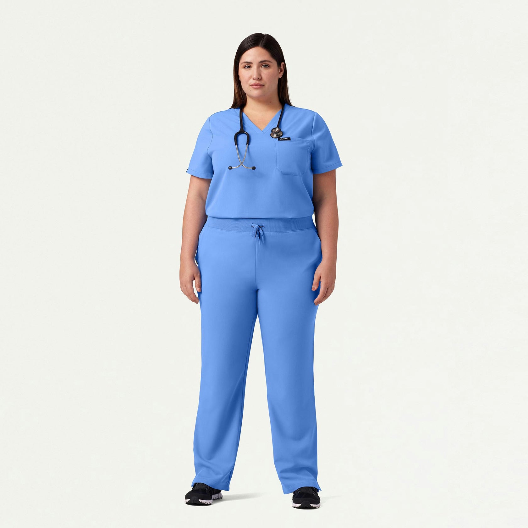 Rhena Essential 1-Pocket Scrub Top - Ceil Blue - WOMEN'S TOPS - Jaanuu