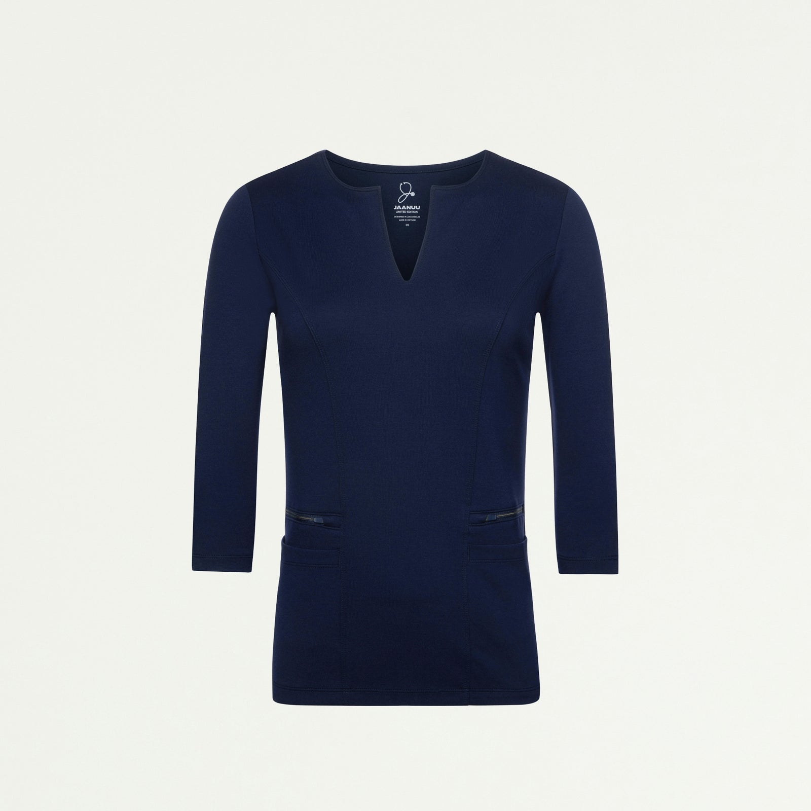 Zoe Slim 3/4-Sleeve ULTRAsoft Scrub Top - Midnight Navy - WOMEN'S TOPS - Jaanuu