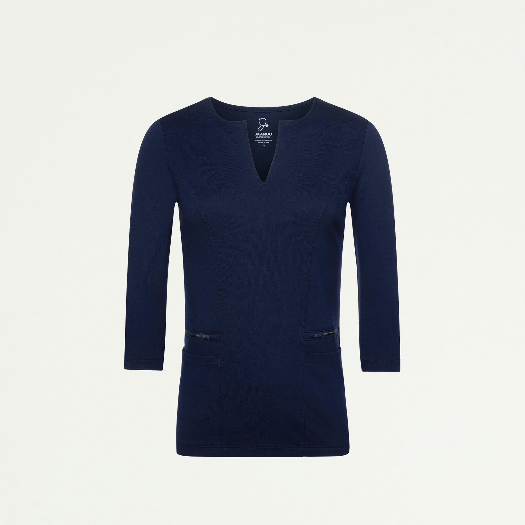 Zoe Slim 3/4-Sleeve ULTRAsoft Scrub Top - Midnight Navy - WOMEN'S TOPS - Jaanuu