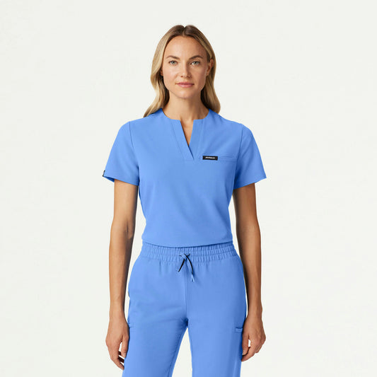 Andra Slim 1-Pocket Scrub Top - Ceil Blue - WOMEN'S TOPS - Jaanuu