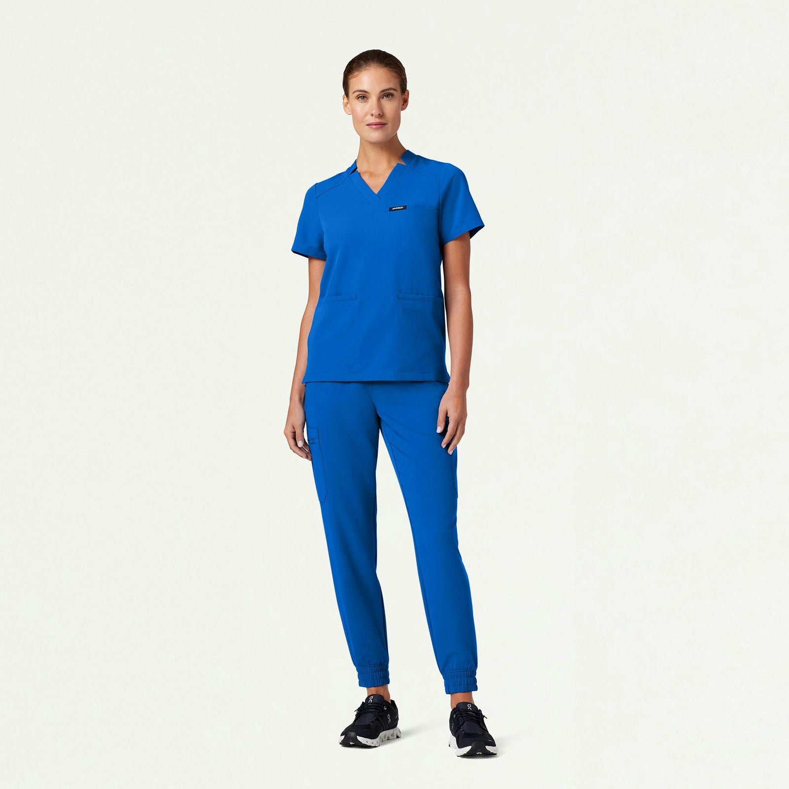 Helia Notched V-Neck Scrub Top - Royal Blue - WOMEN'S TOPS - Jaanuu