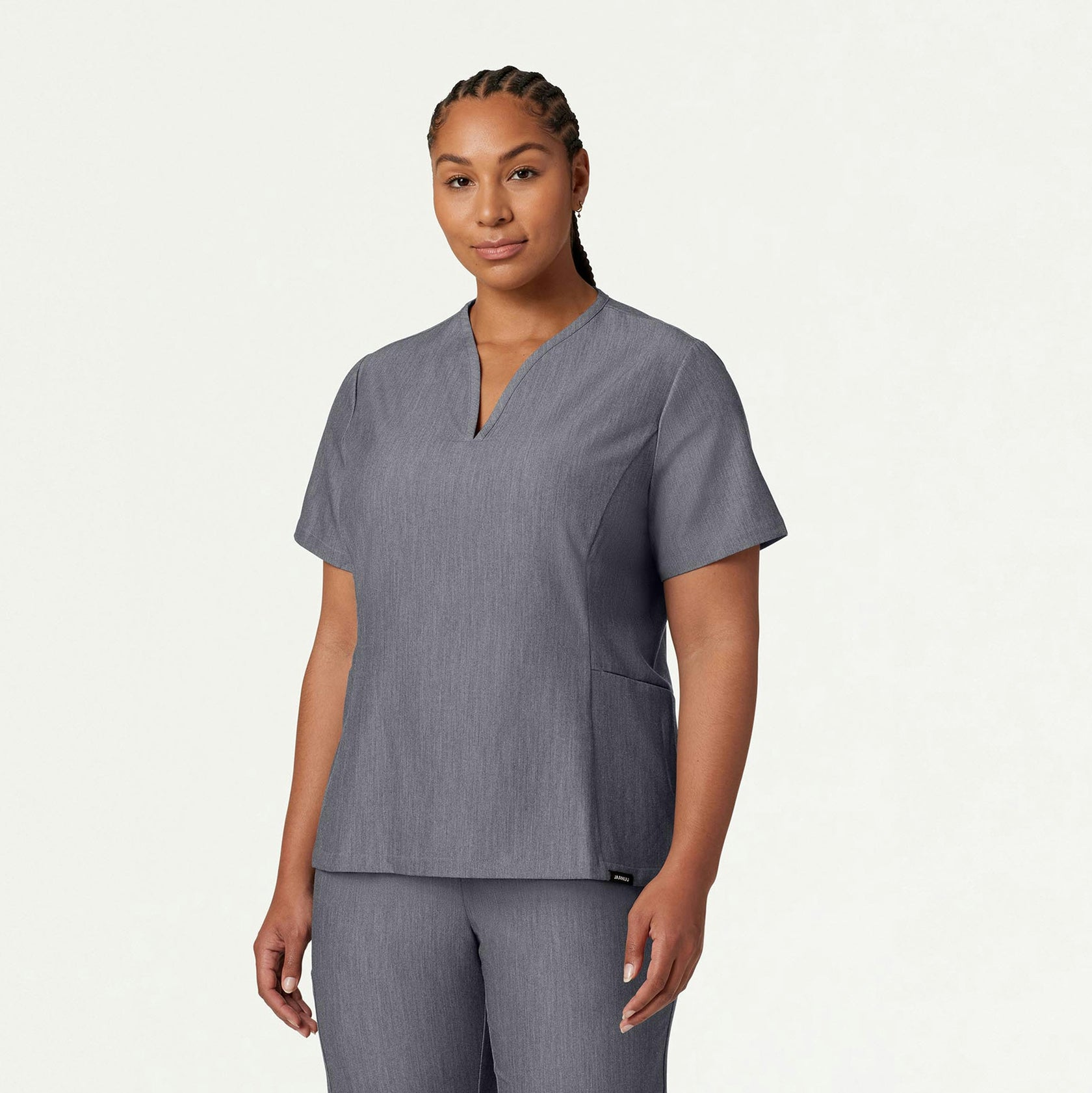 Calix Fit & Flare Scrub Top - Heather Gray - WOMEN'S TOPS - Jaanuu