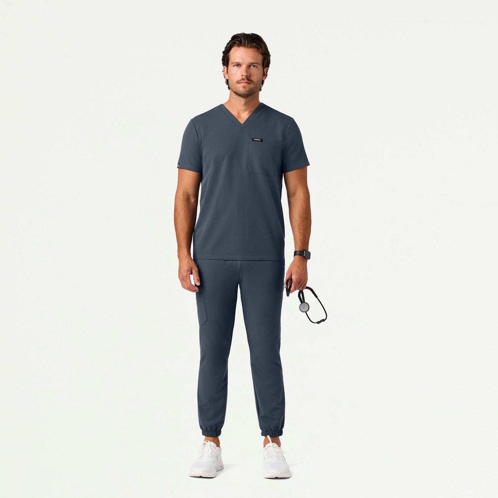 Holmes Slim Everyday 1-Pocket Scrub Top - Carbon Gray - MEN'S TOPS - Jaanuu