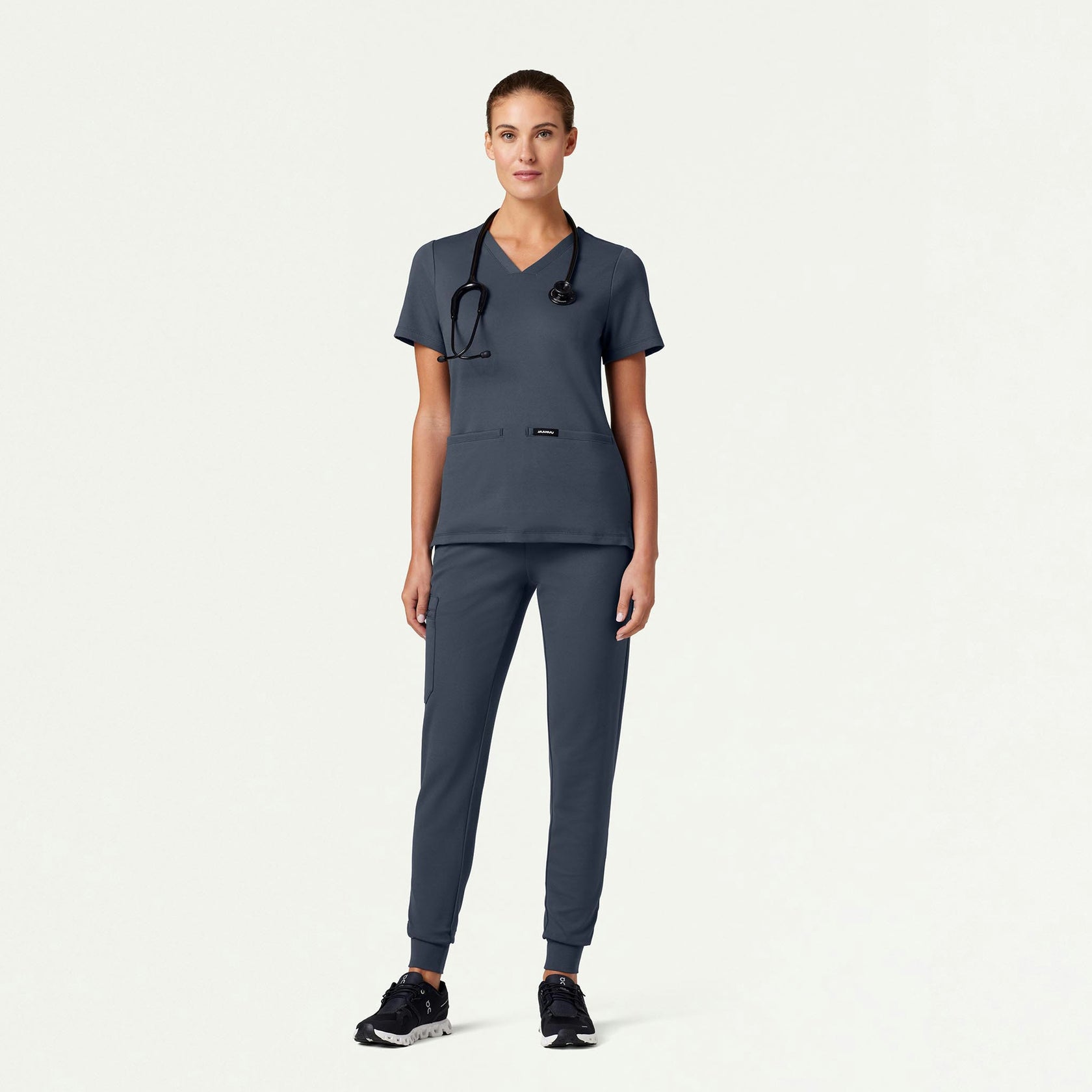 Cesi Slim ULTRAsoft Scrub Top - Carbon Gray - WOMEN'S TOPS - Jaanuu