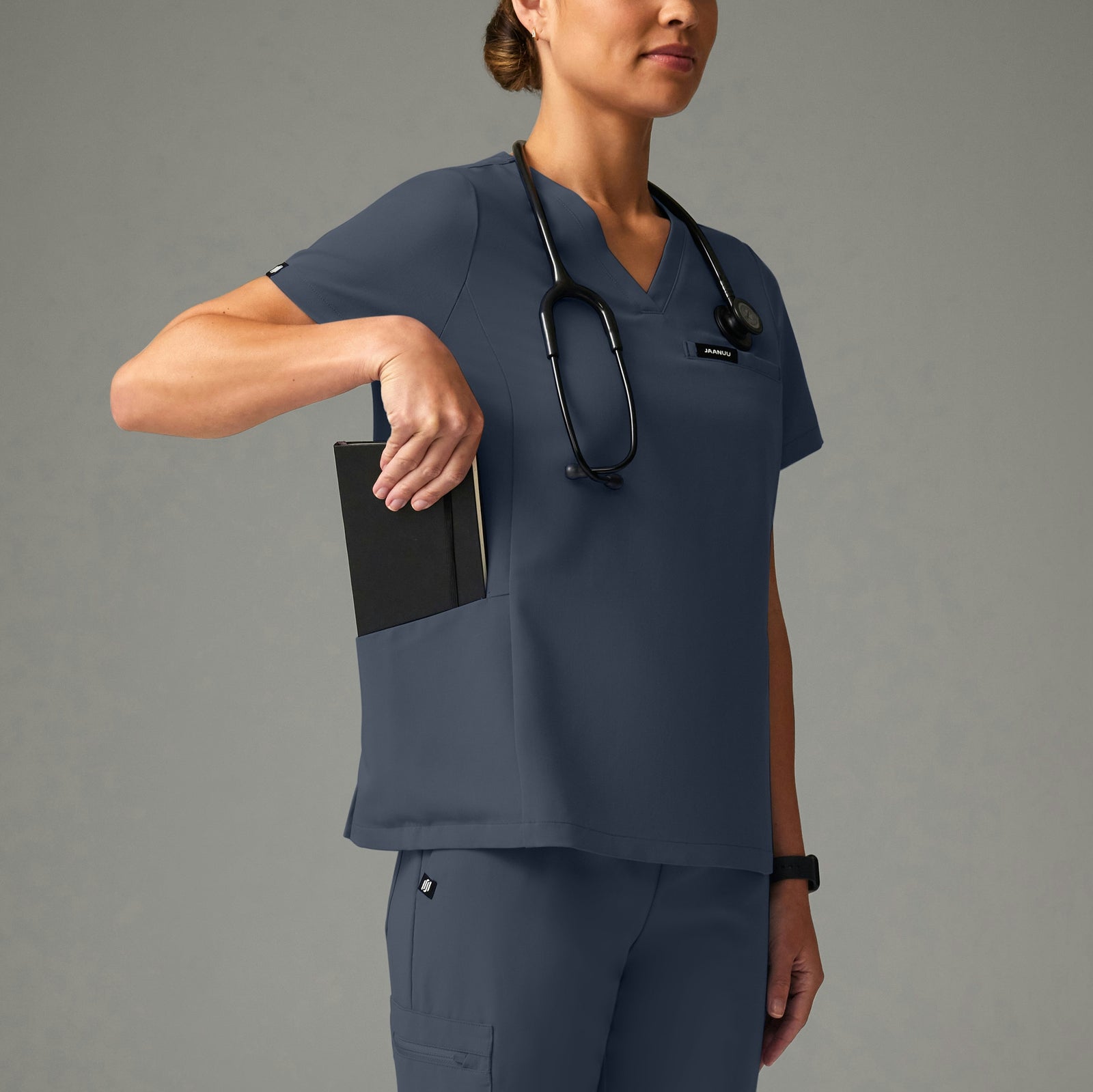 Magna 3-Pocket Scrub Top - Carbon Gray - WOMEN'S TOPS - Jaanuu