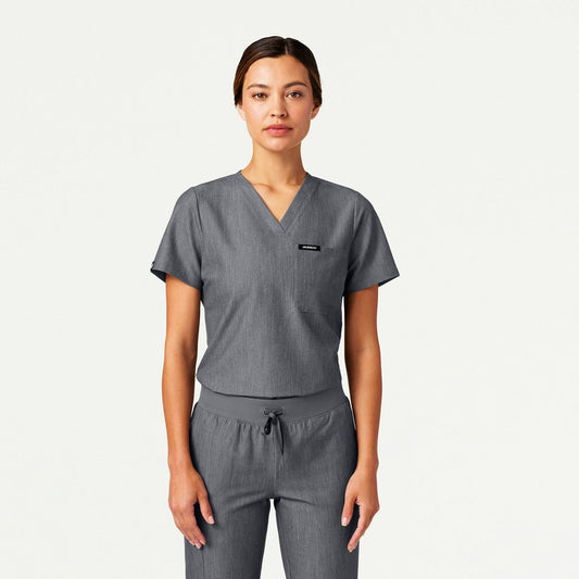 Rhena Slim Essential 1-Pocket Scrub Top - Heather Gray - WOMEN'S TOPS - Jaanuu