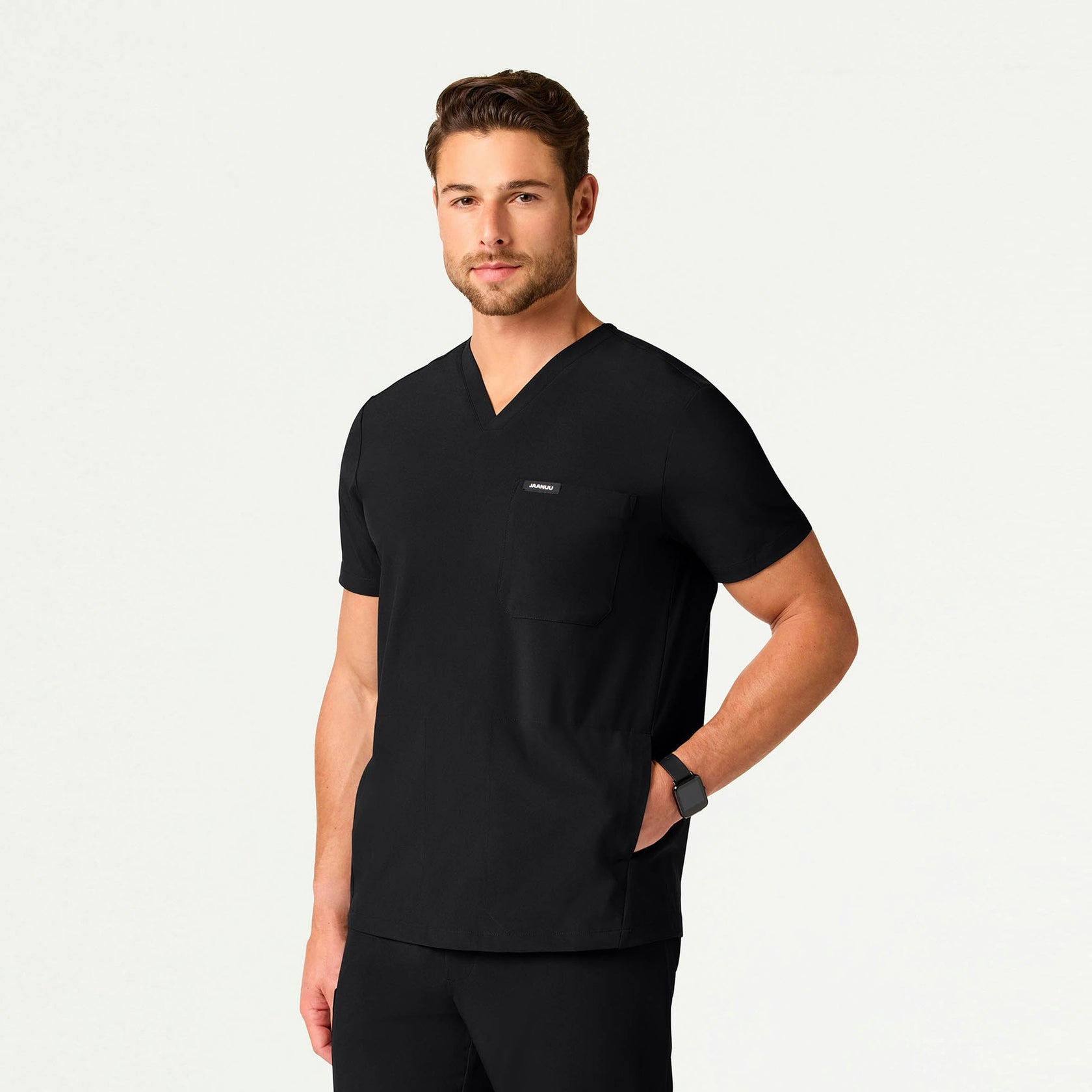 Bron ULTRAlite™ 3-Pocket Scrub Top - Black - MEN'S TOPS - Jaanuu