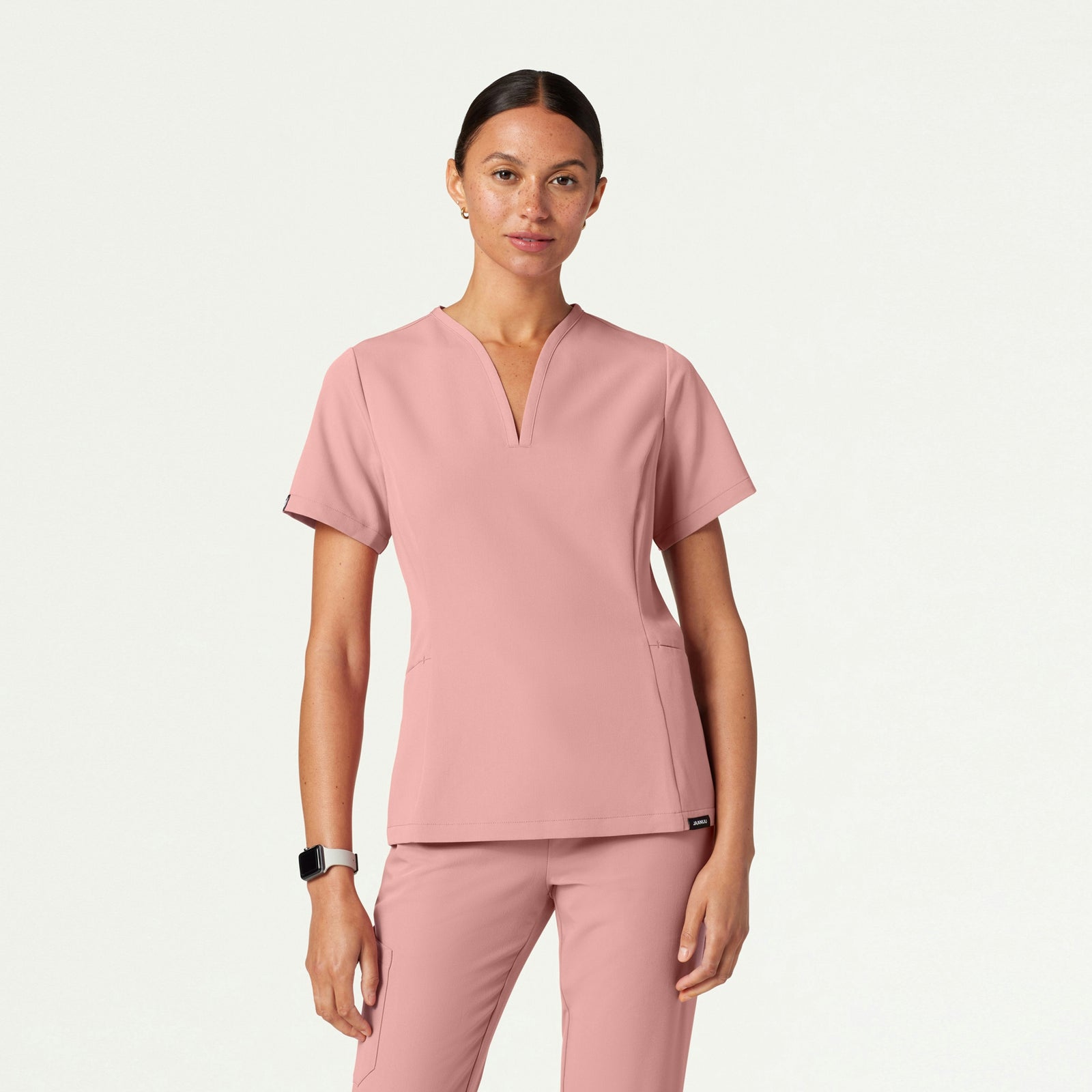 Calix Fit & Flare Scrub Top - Mauve - WOMEN'S TOPS - Jaanuu