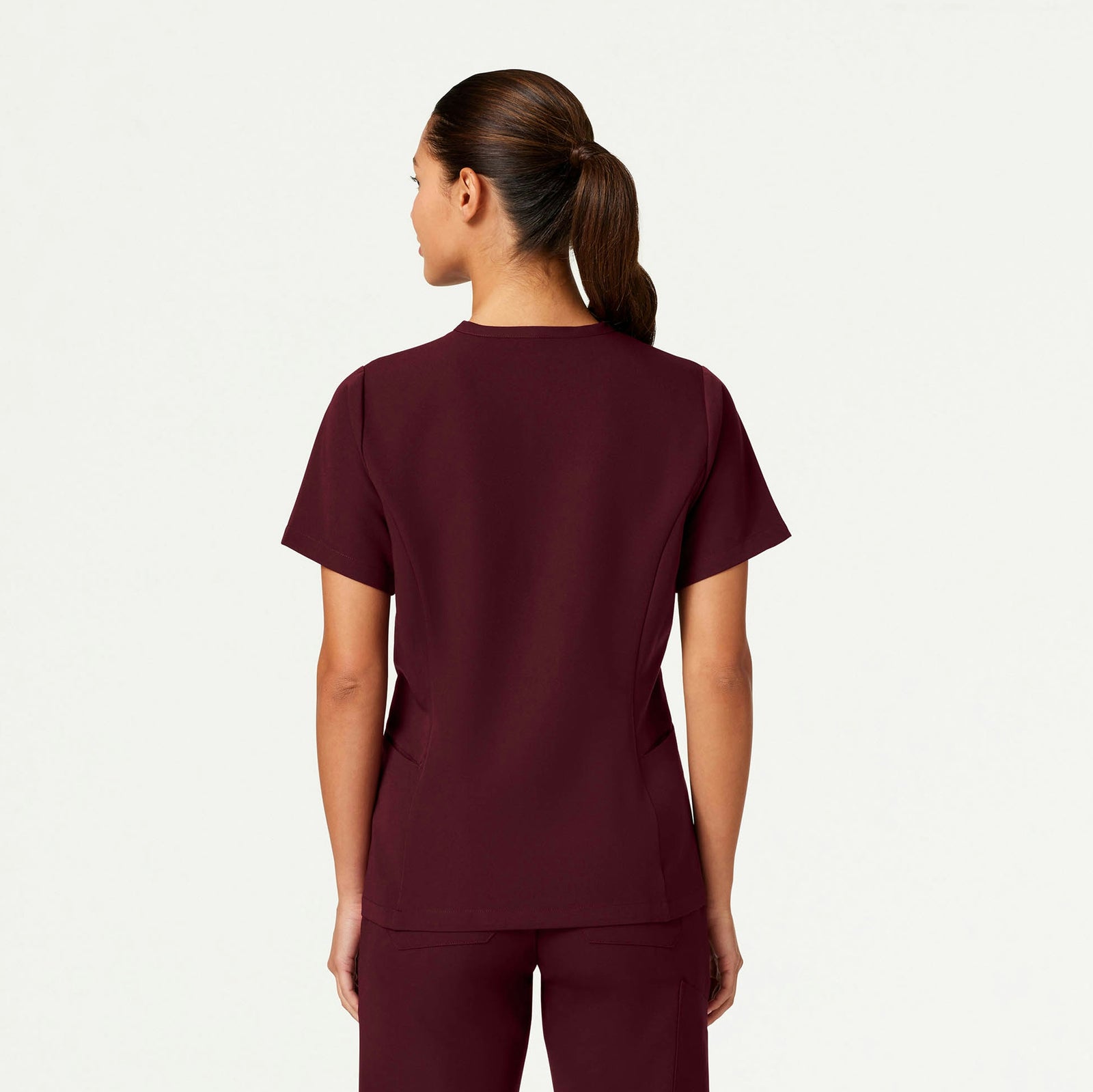 Calix Fit & Flare Scrub Top - Burgundy - WOMEN'S TOPS - Jaanuu