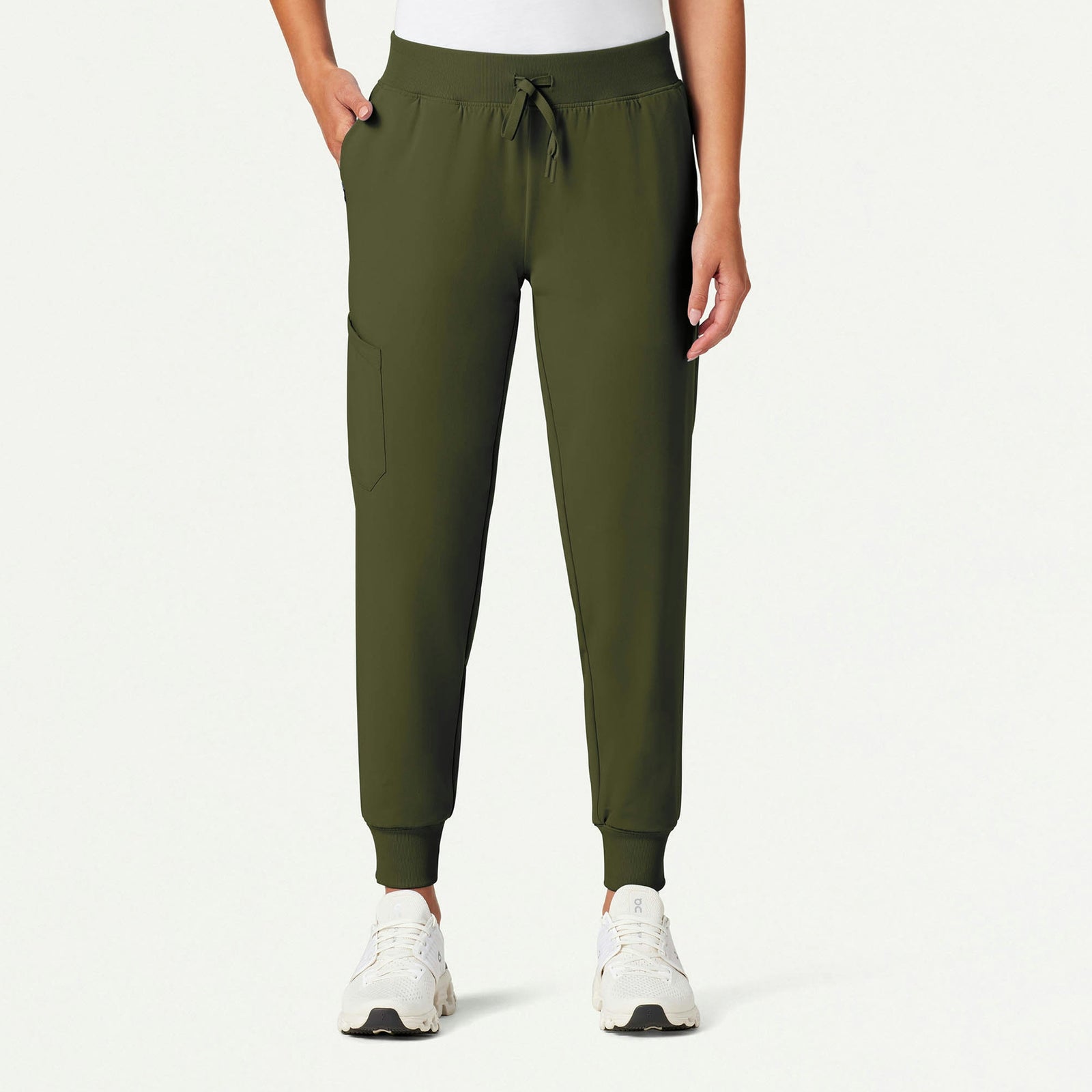 Silex Slim Knit-Waist Scrub Jogger - Olive - WOMEN'S PANTS - Jaanuu