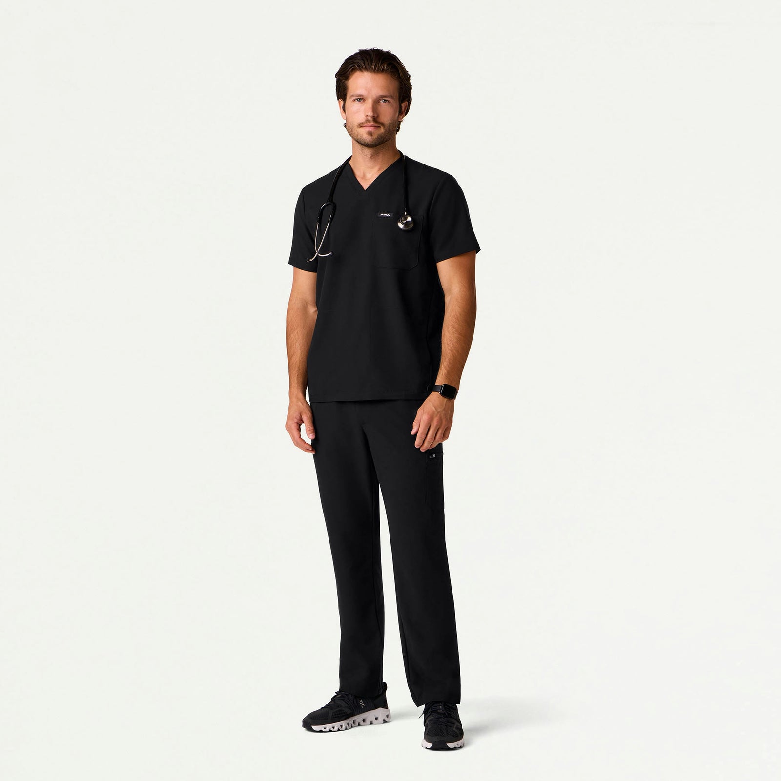 Bron 3-Pocket Scrub Top - Black - MEN'S TOPS - Jaanuu