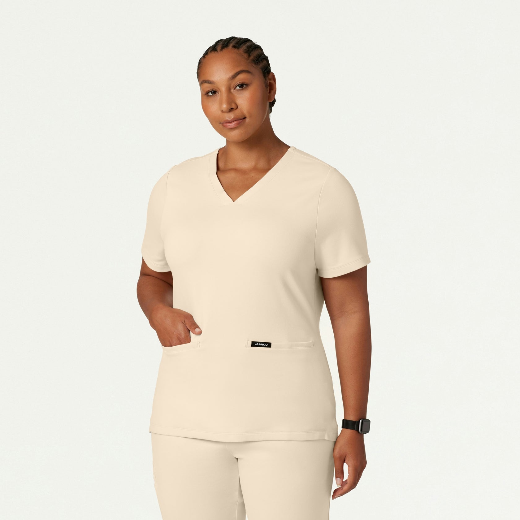 Cesi Slim ULTRAsoft Scrub Top - Sand - WOMEN'S TOPS - Jaanuu