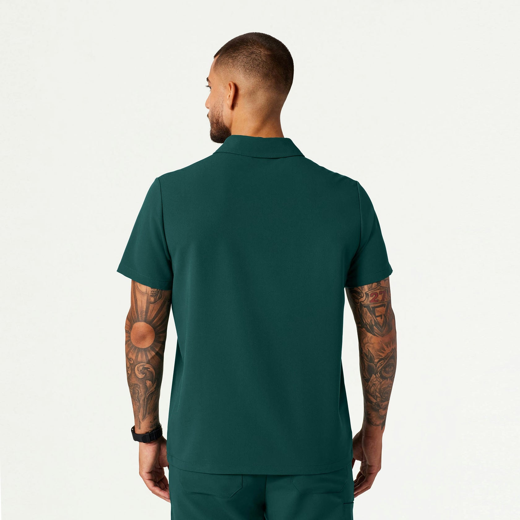 Axis Polo Scrub Top - Midnight Green - MEN'S TOPS - Jaanuu