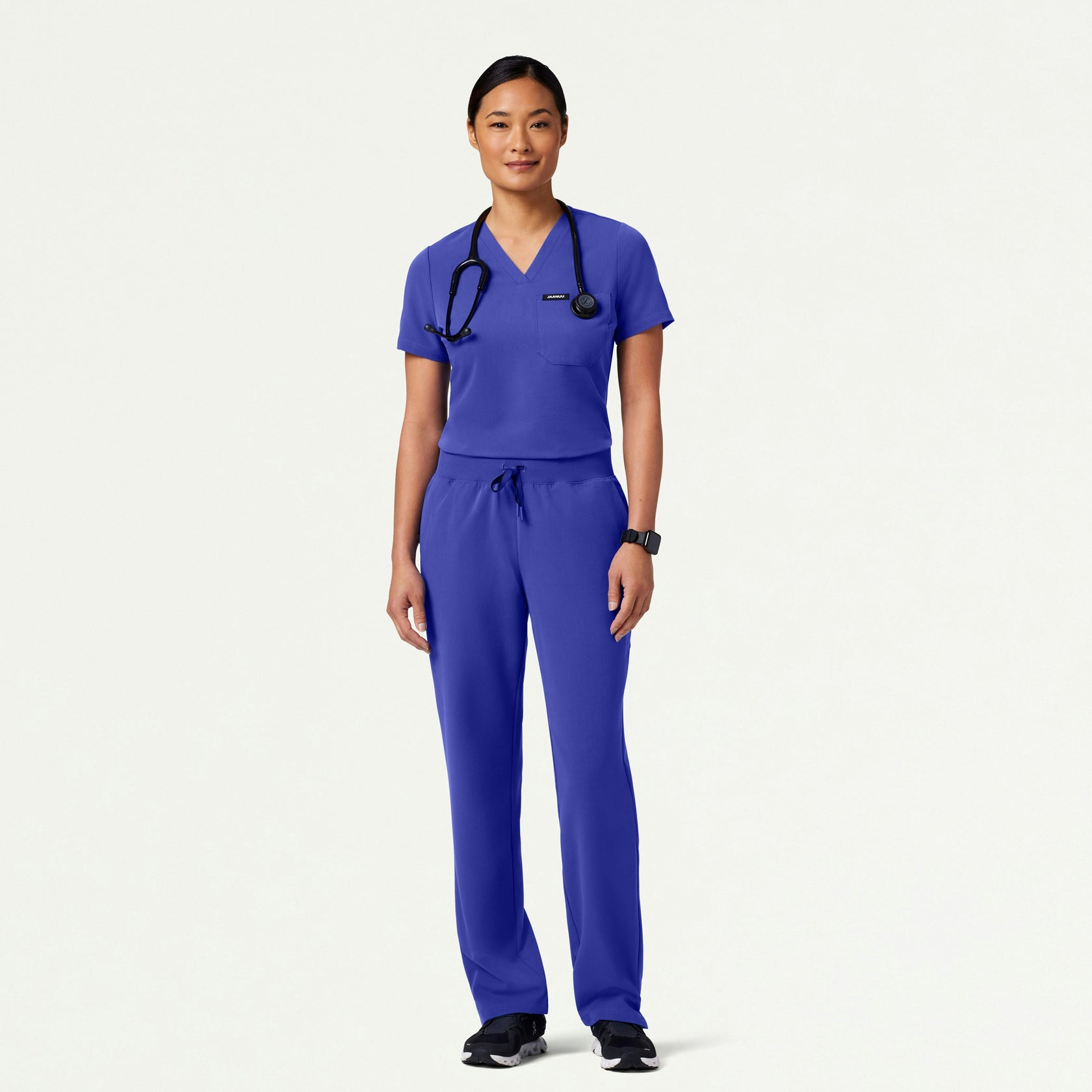 Rhena Slim Essential 1-Pocket Scrub Top - Moon Blue - WOMEN'S TOPS - Jaanuu