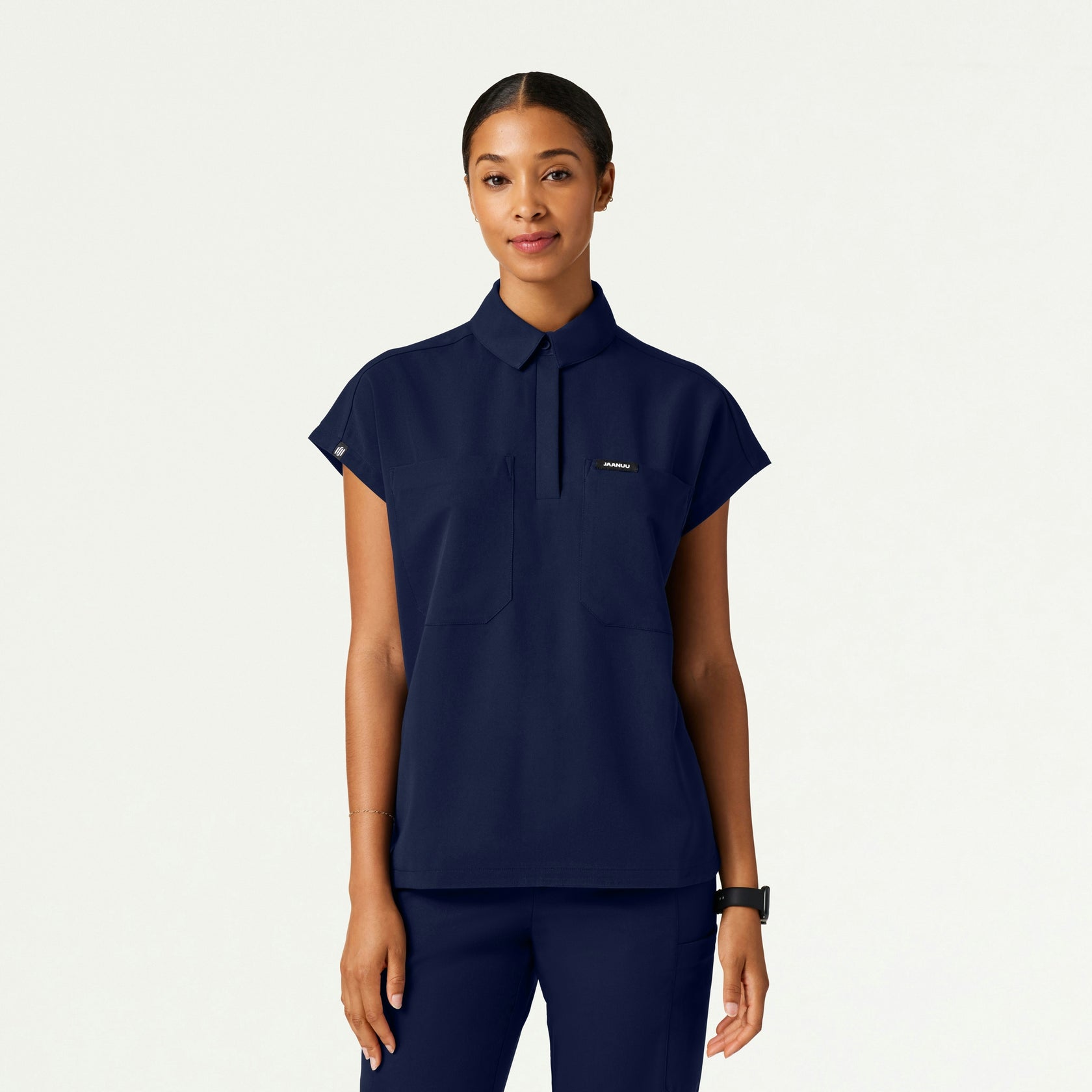 Acta Oversized 2-Pocket Scrub Top - Midnight Navy - WOMEN'S TOPS - Jaanuu