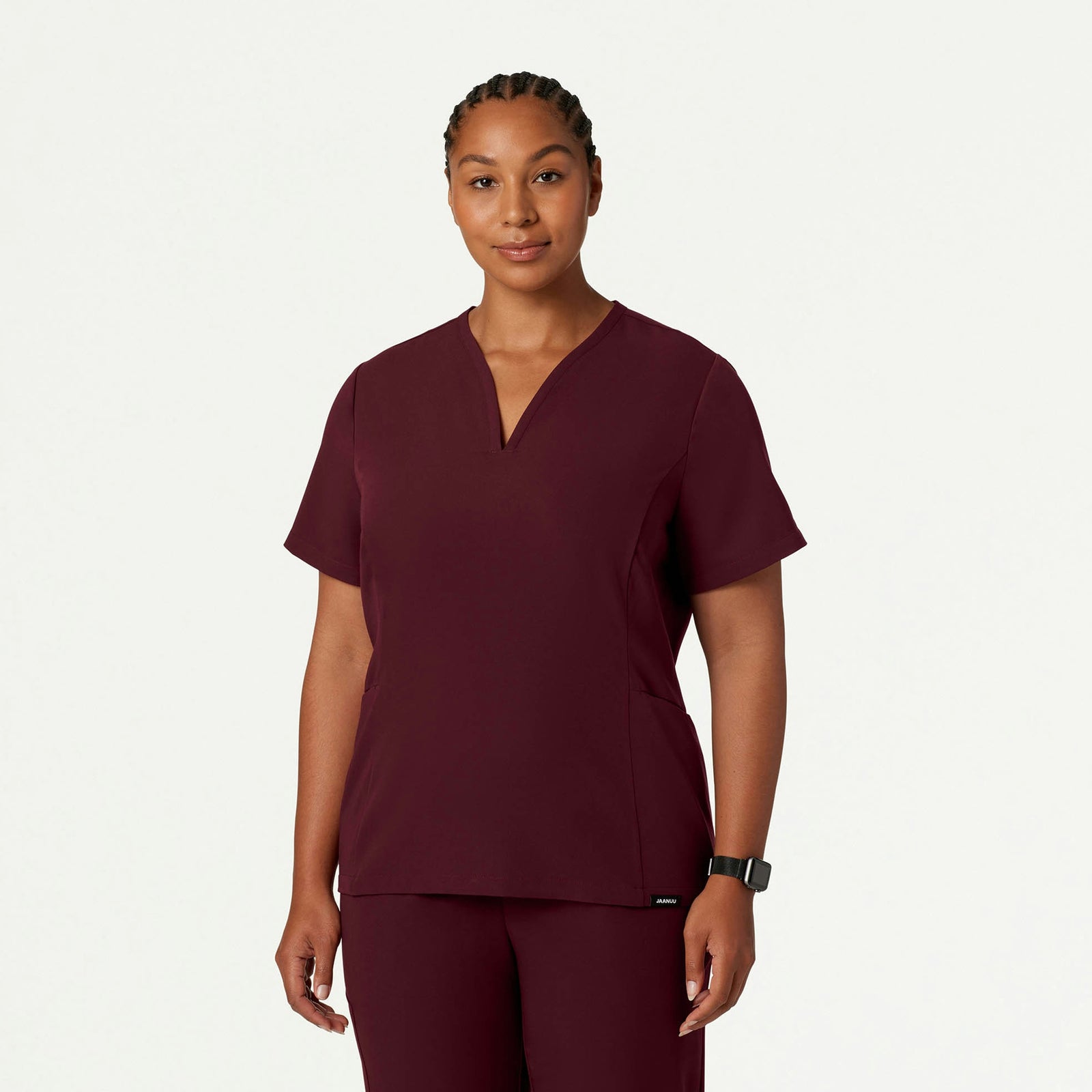 Calix Fit & Flare Scrub Top - Burgundy - WOMEN'S TOPS - Jaanuu