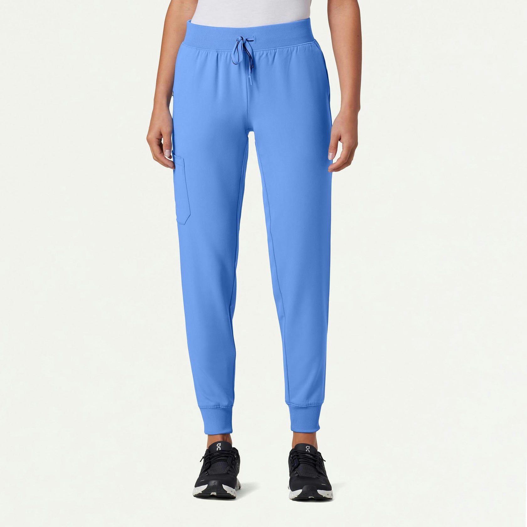 Silex Slim Knit-Waist Scrub Jogger - Ceil Blue - WOMEN'S PANTS - Jaanuu