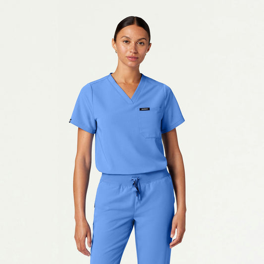 Rhena Essential 1-Pocket Scrub Top - Ceil Blue - WOMEN'S TOPS - Jaanuu