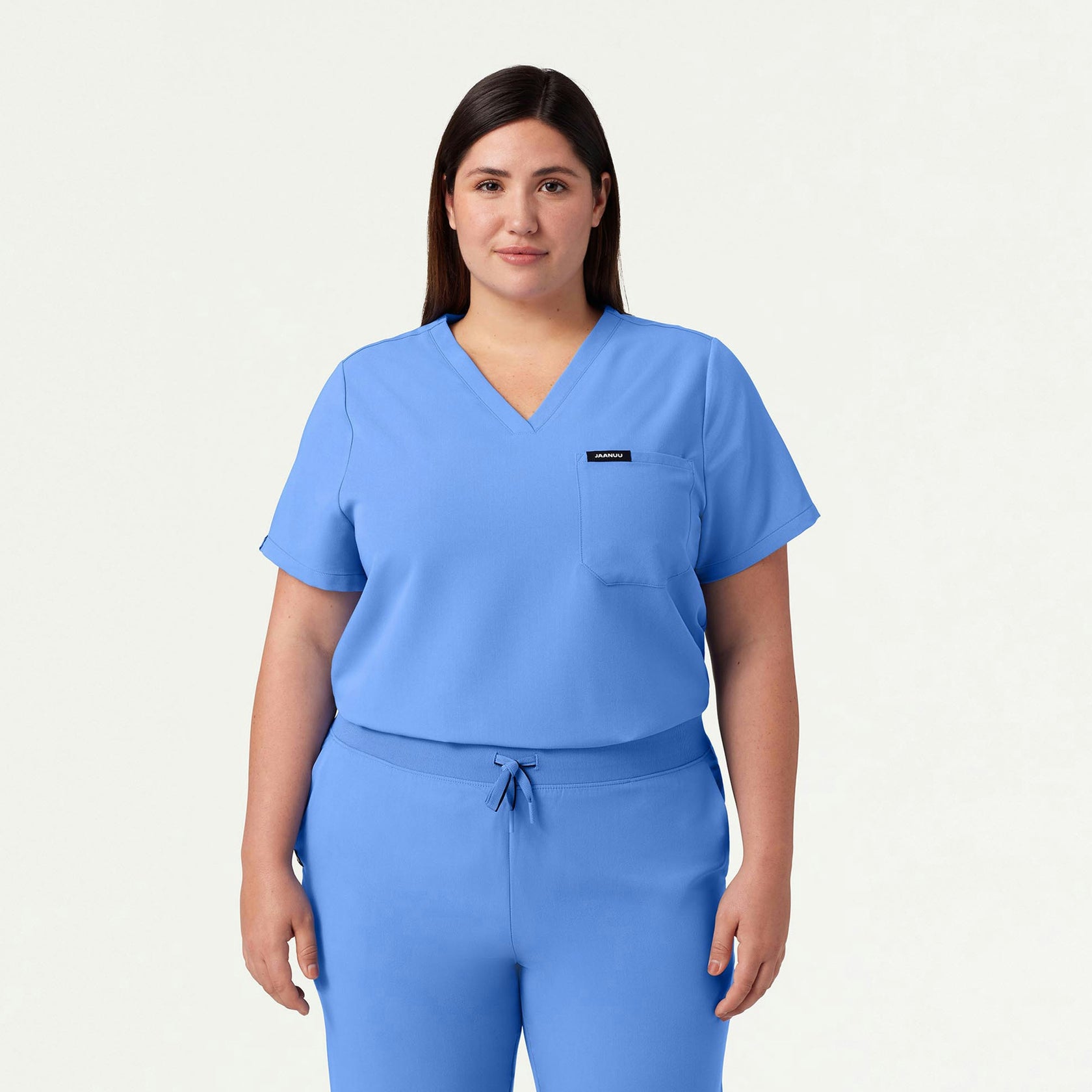 Rhena Essential 1-Pocket Scrub Top - Ceil Blue - WOMEN'S TOPS - Jaanuu